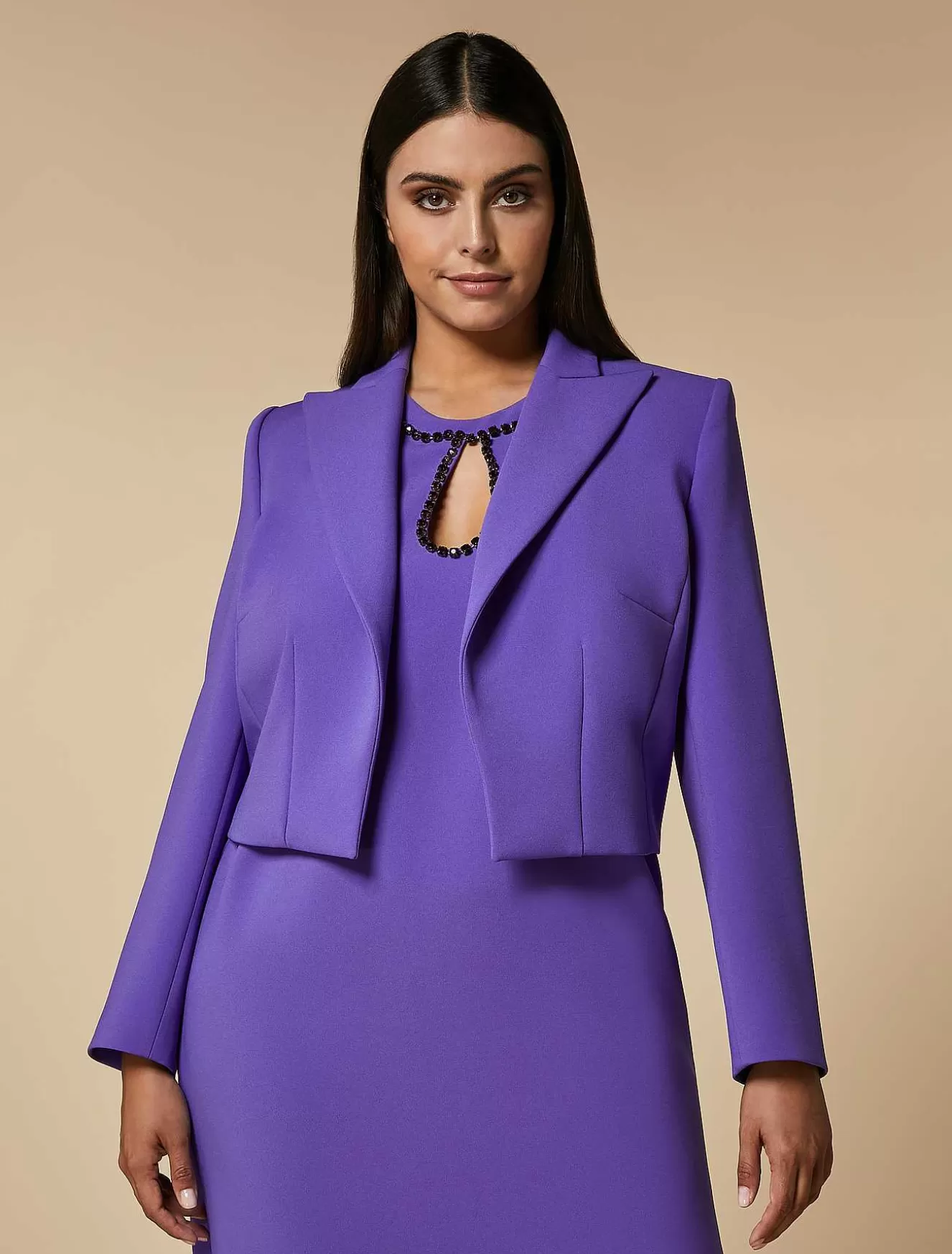 Crepe Spencer Jacket-Marina Rinaldi Fashion