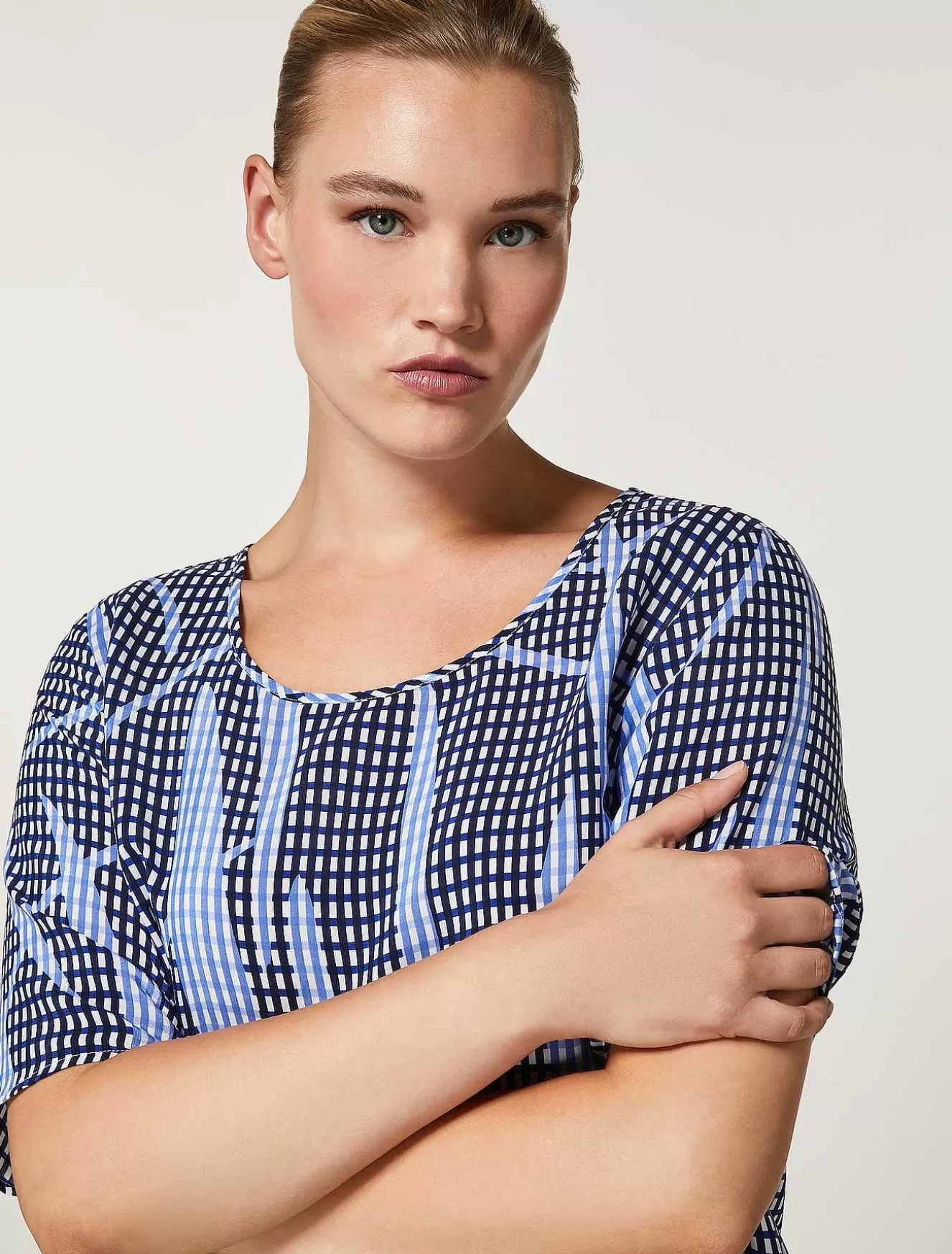 Cupro And Viscose Canvas Blouse-Marina Rinaldi Cheap