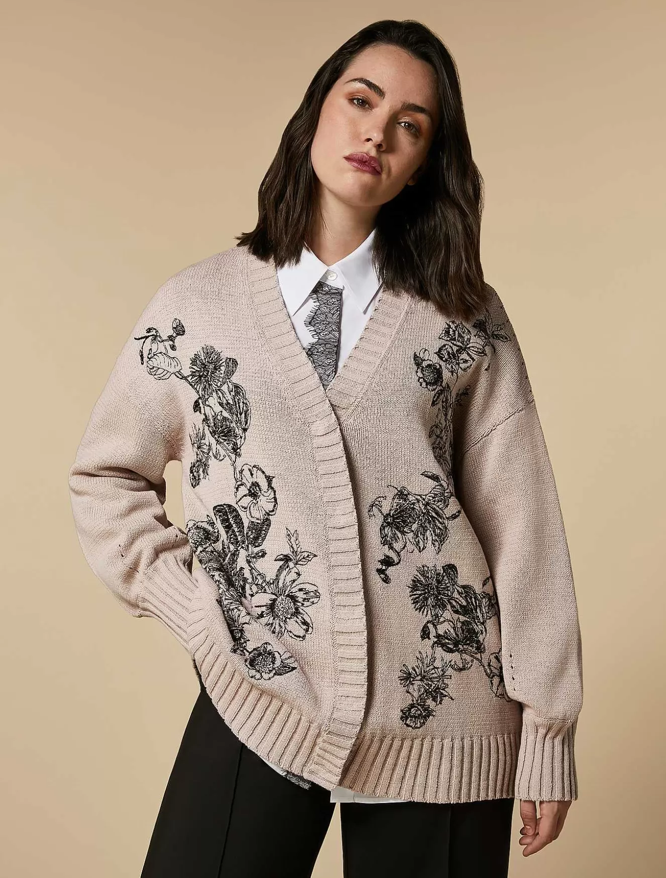 Embroidered Cotton Cardigan-Marina Rinaldi Hot
