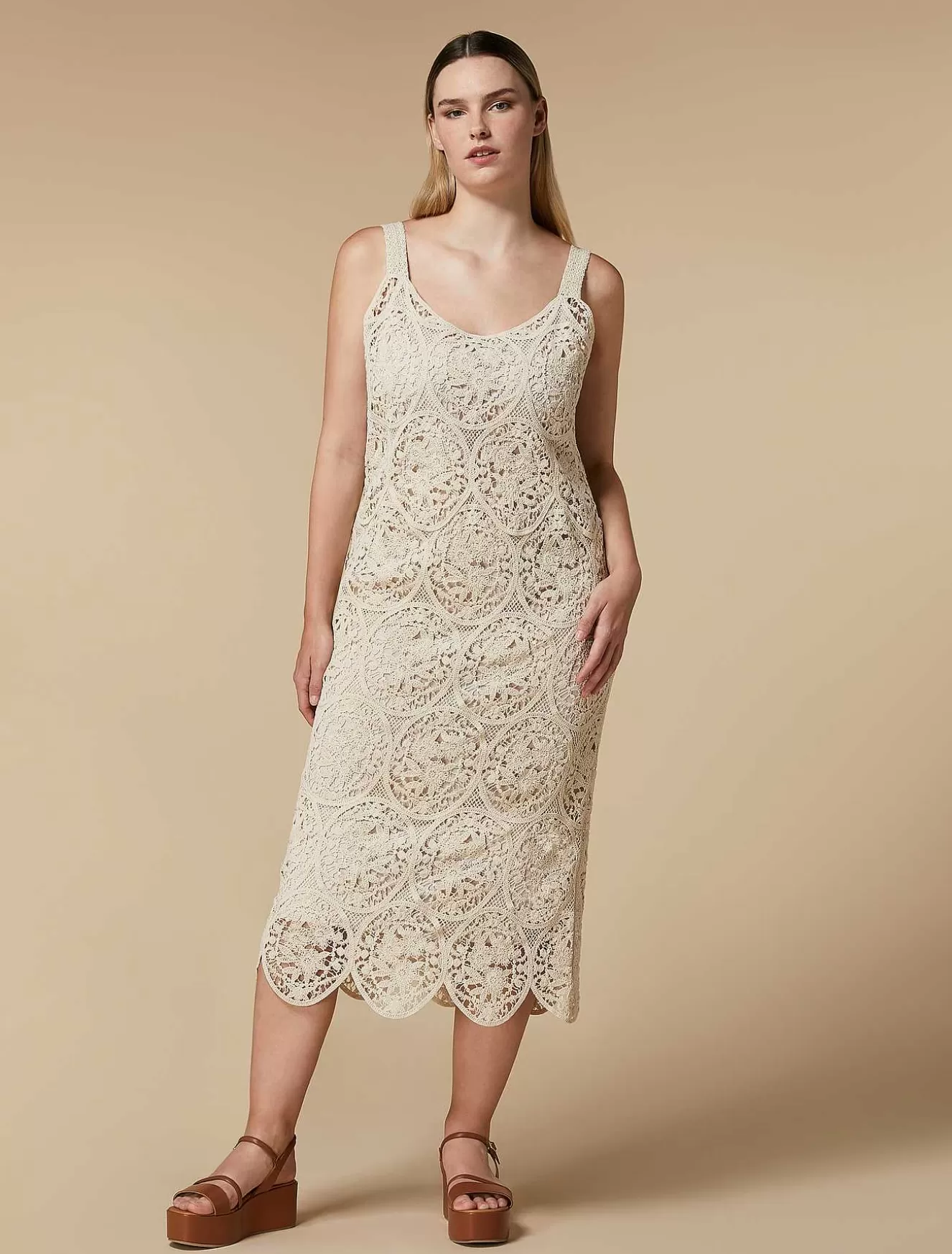 Embroidered Cotton Dress-Marina Rinaldi Shop