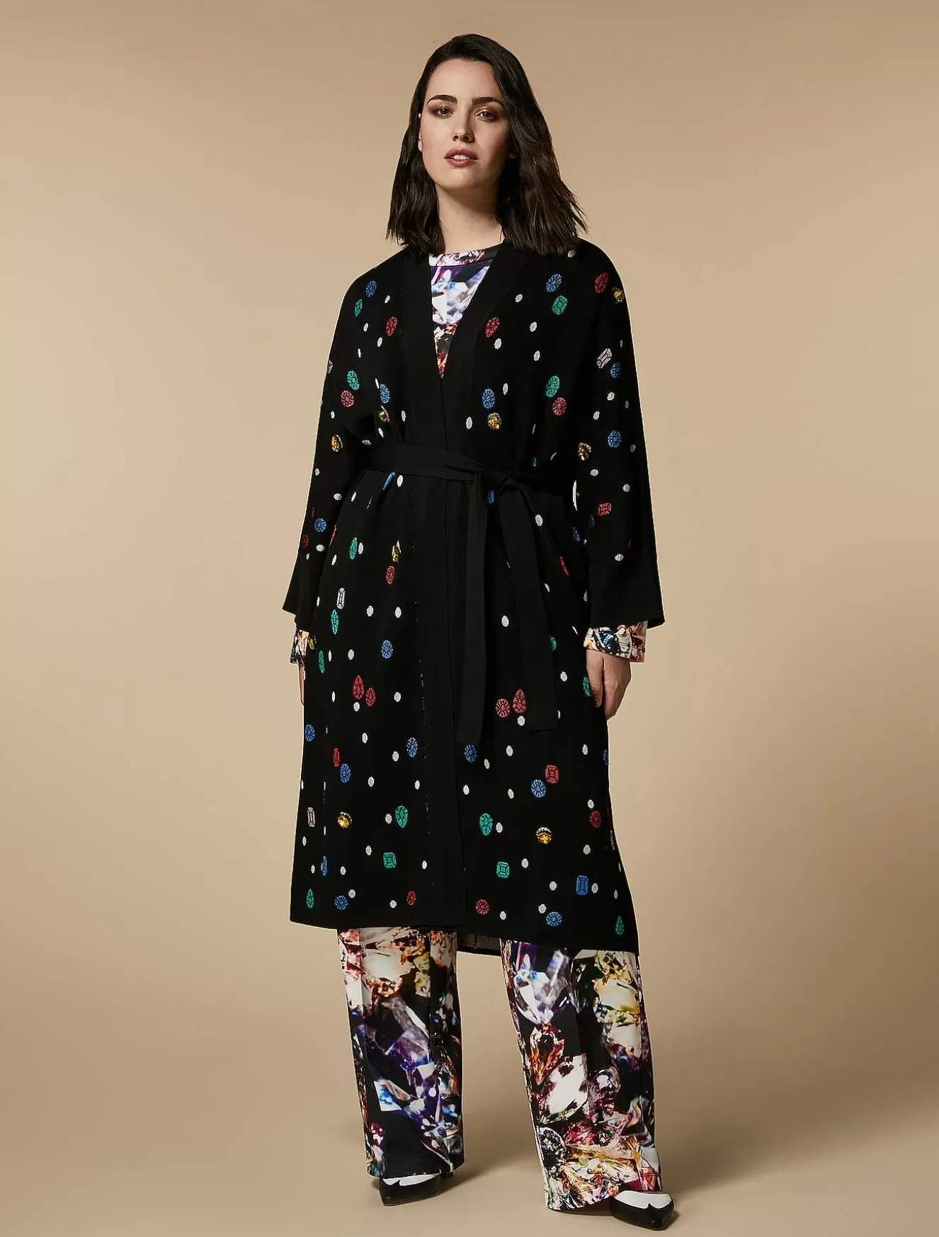 Embroidered Jacquard Cardigan-Marina Rinaldi New