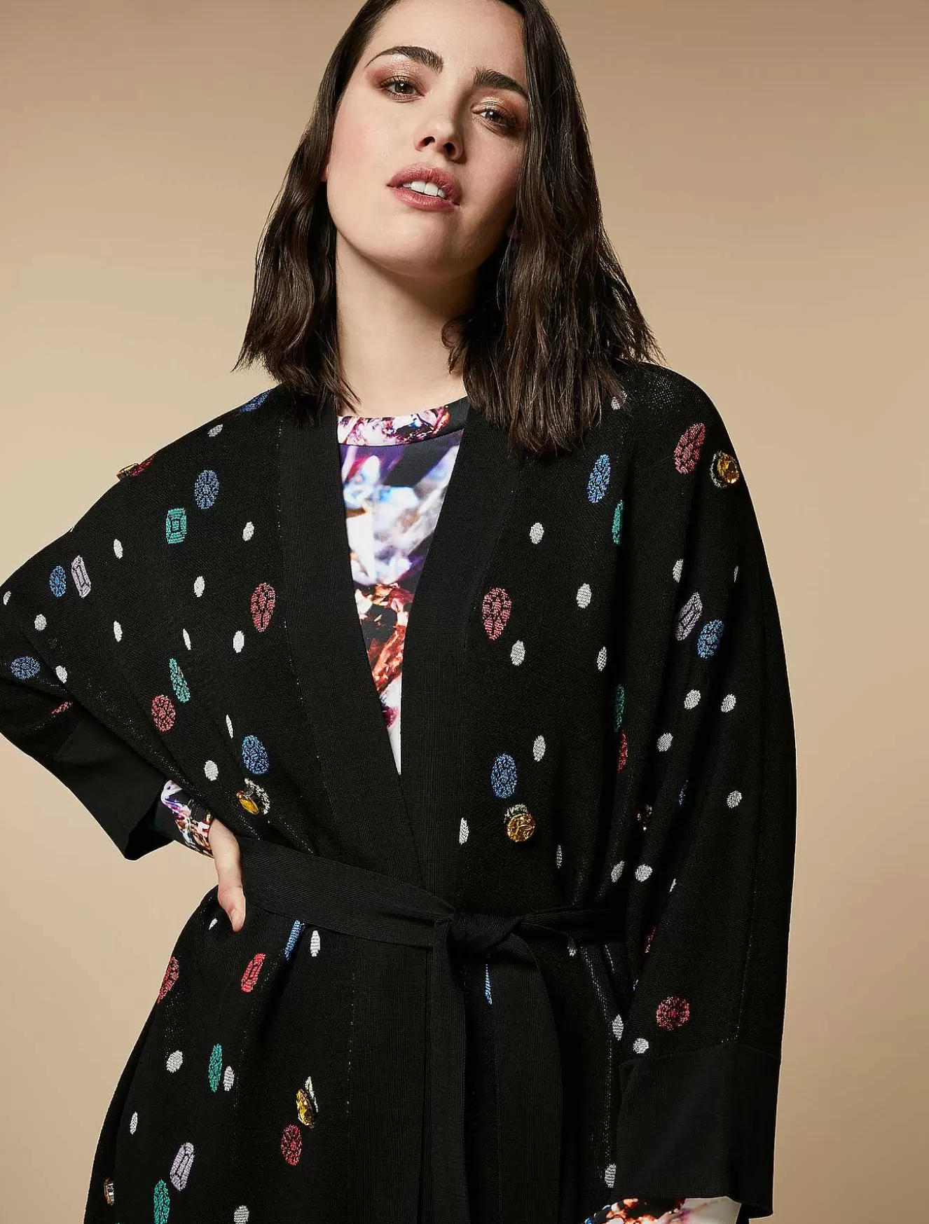 Embroidered Jacquard Cardigan-Marina Rinaldi New