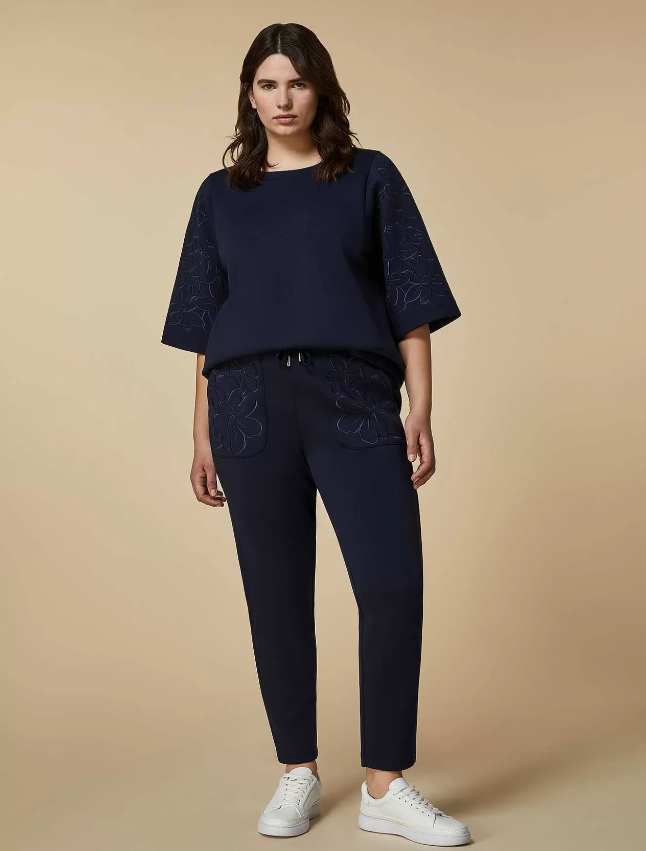 Embroidered Jersey Joggers-Marina Rinaldi Hot