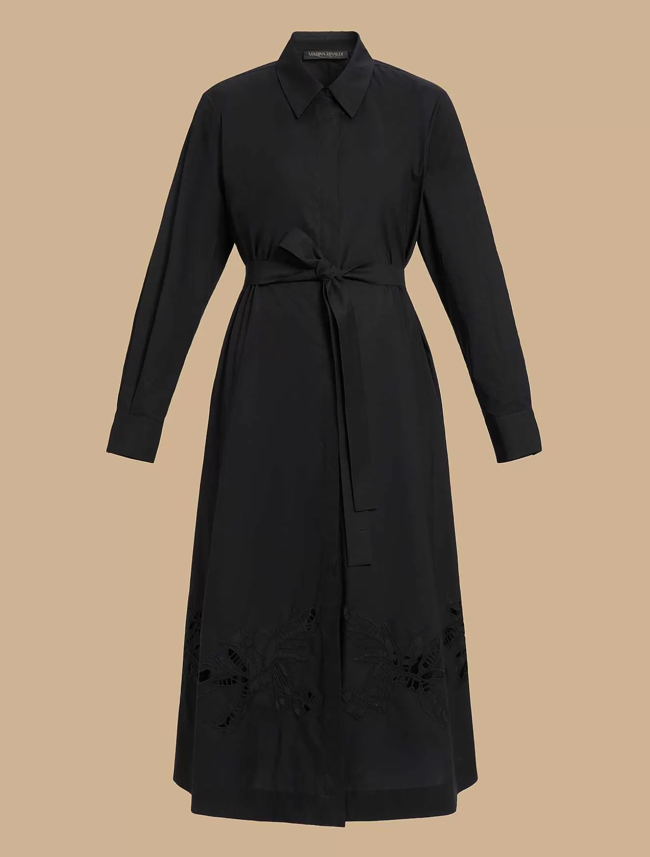 Embroidered Poplin Shirt Dress-Marina Rinaldi Best