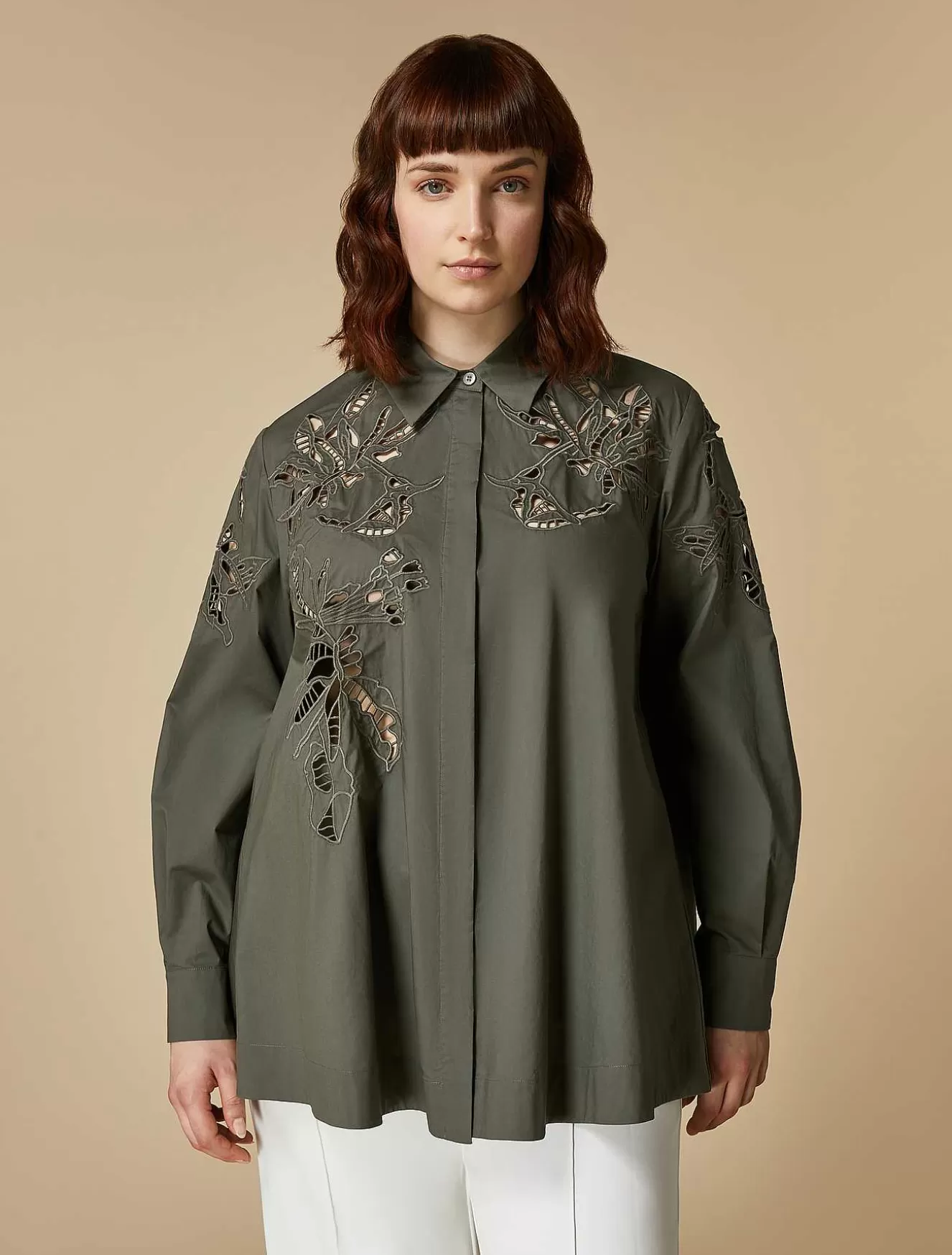 Embroidered Poplin Tunic-Marina Rinaldi Clearance