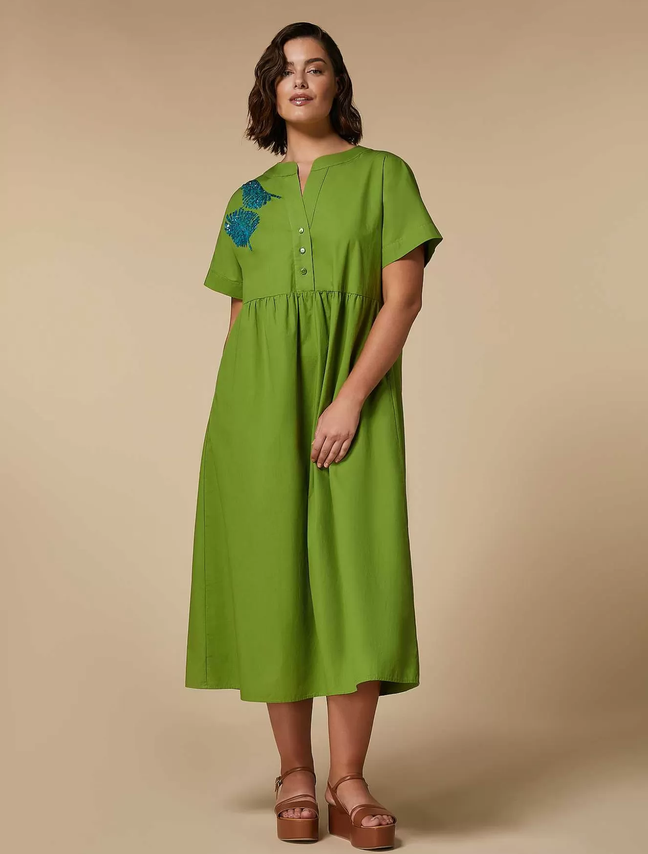Embroidery And Sequin Dress-Marina Rinaldi Outlet