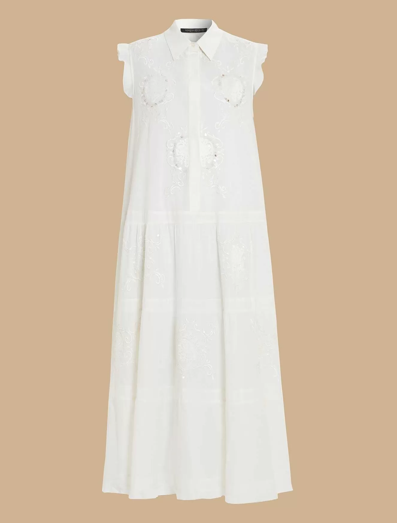 Embroidery And Sequin-Adorned Voile Dress-Marina Rinaldi Clearance