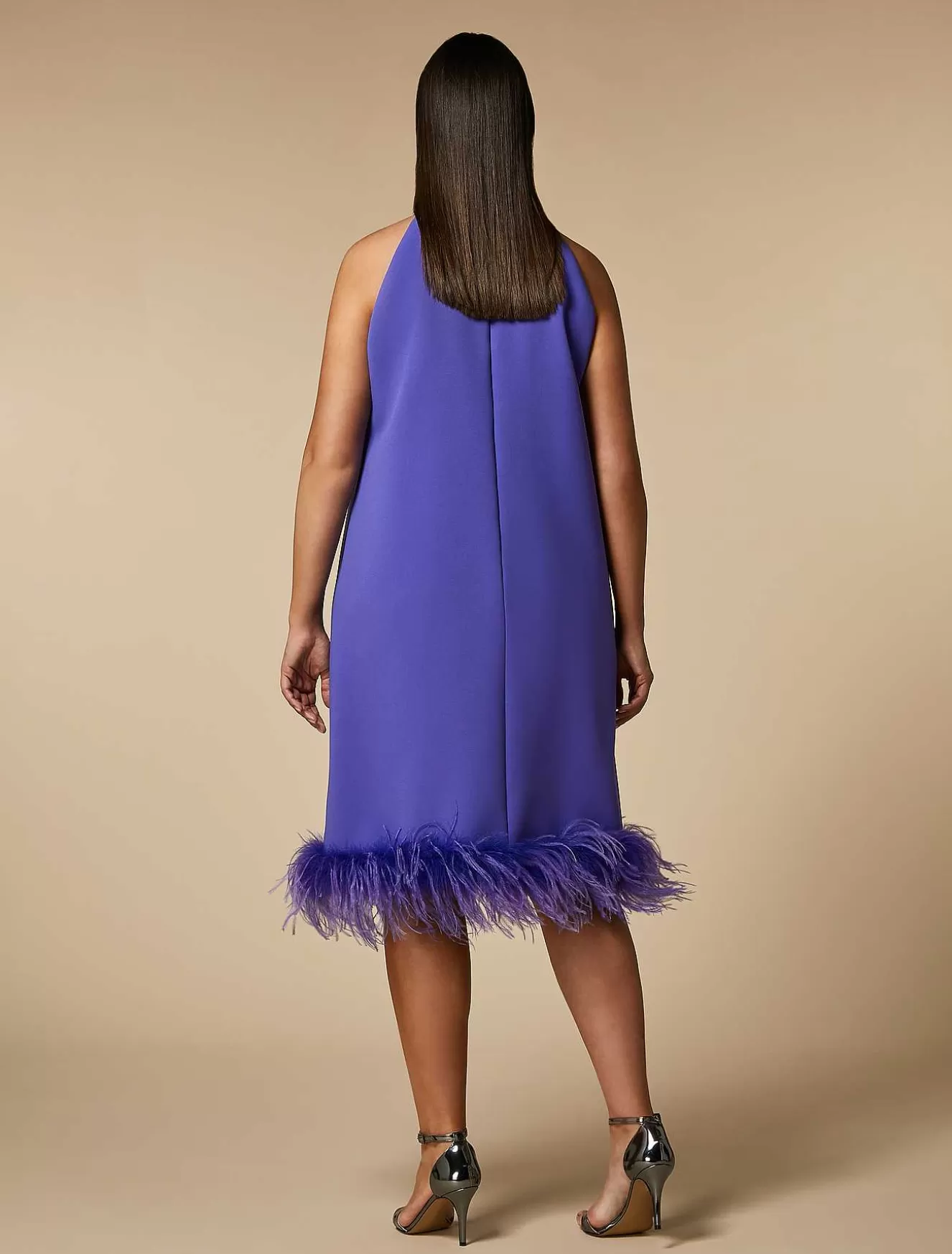 Feather-Adorned Crepe Dress-Marina Rinaldi Best