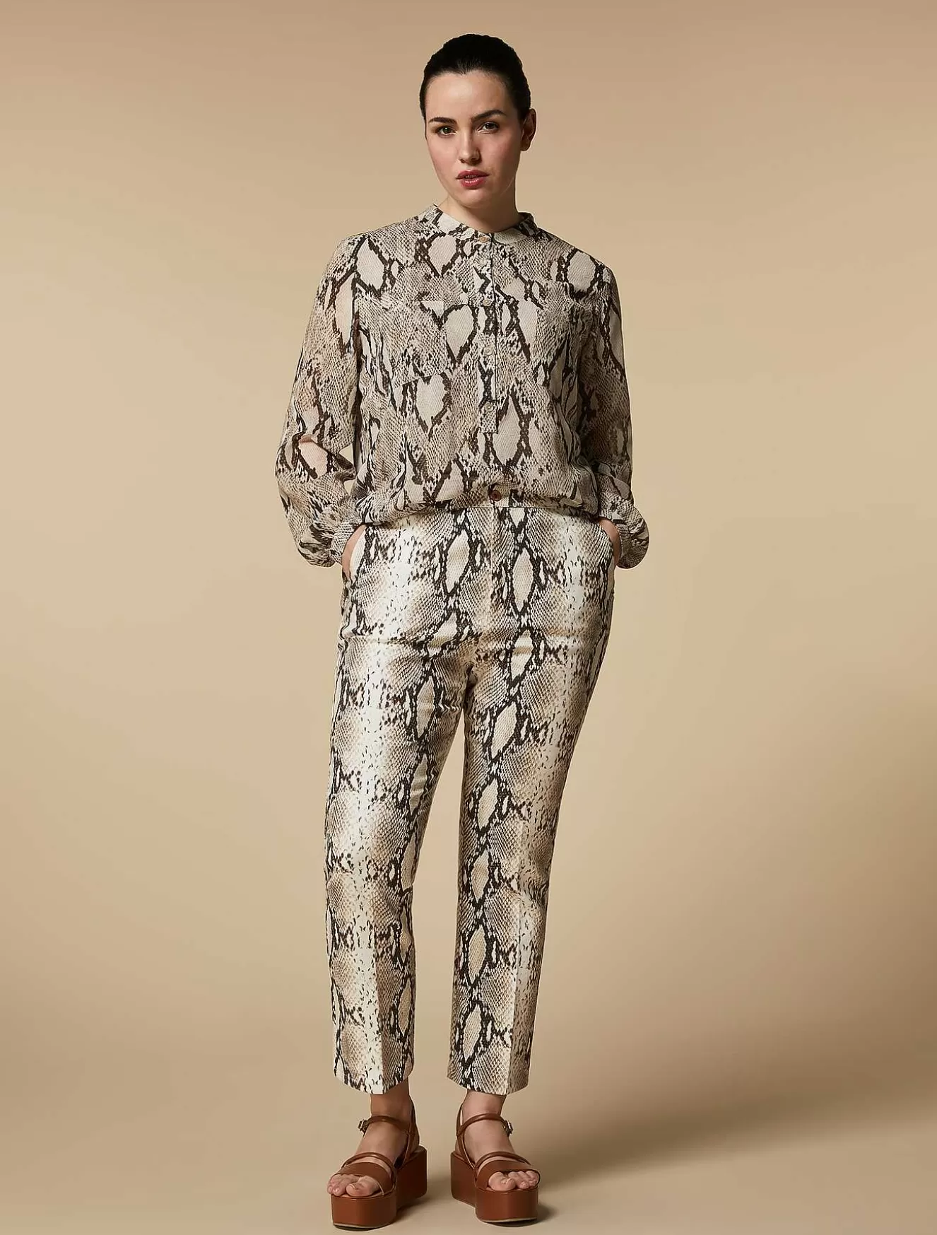 Flared Cotton Bull Denim Trousers-Marina Rinaldi Sale