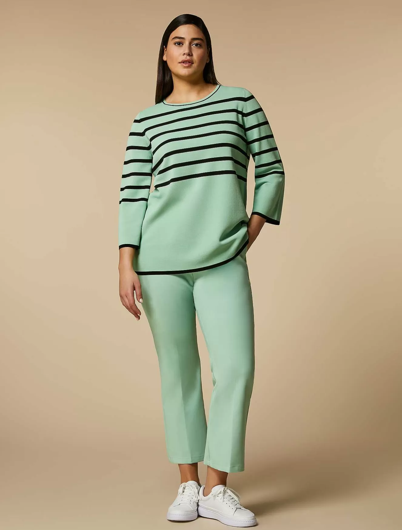 Flared Cotton-Blend Trousers-Marina Rinaldi Hot