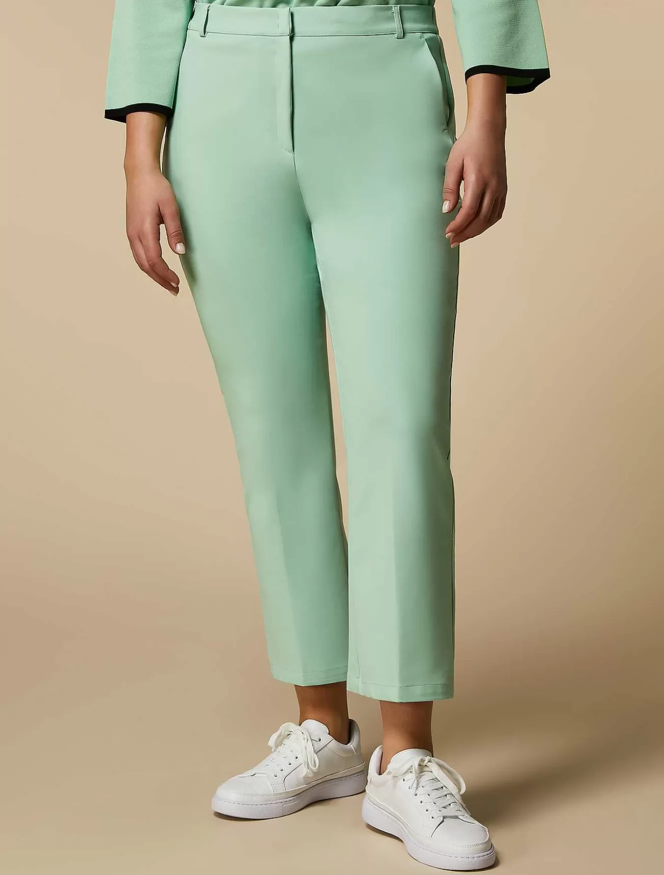 Flared Cotton-Blend Trousers-Marina Rinaldi Hot