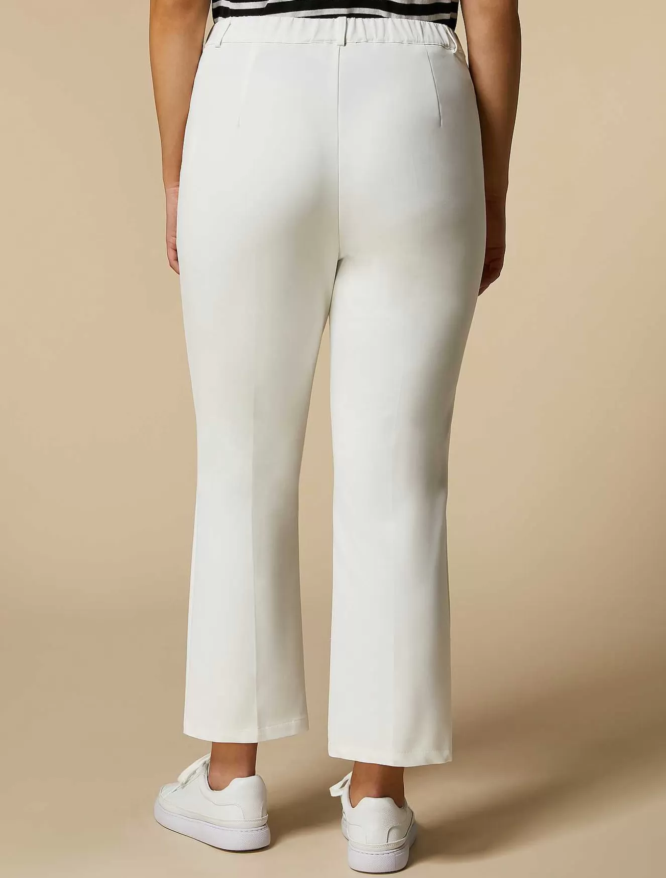 Flared Cotton-Blend Trousers-Marina Rinaldi Clearance