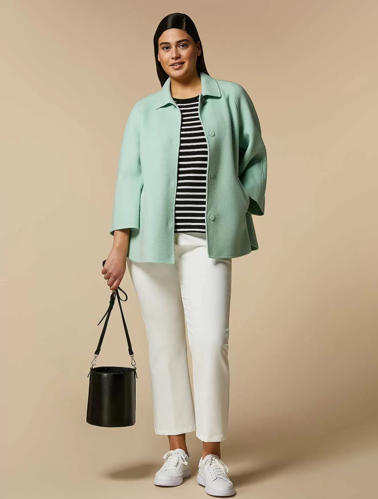 Flared Cotton-Blend Trousers-Marina Rinaldi Clearance