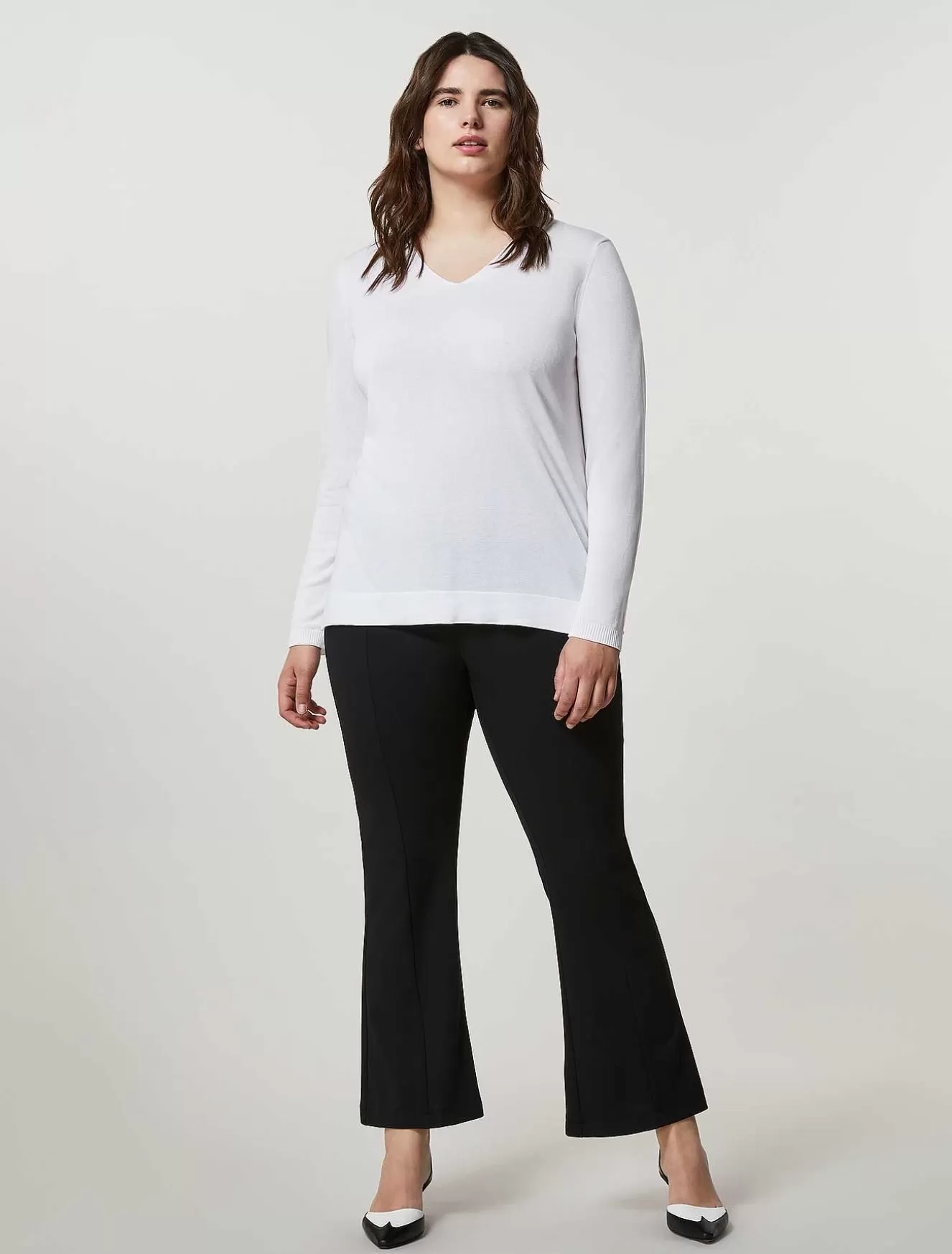 Flared Scuba Jersey Trousers-Marina Rinaldi Shop