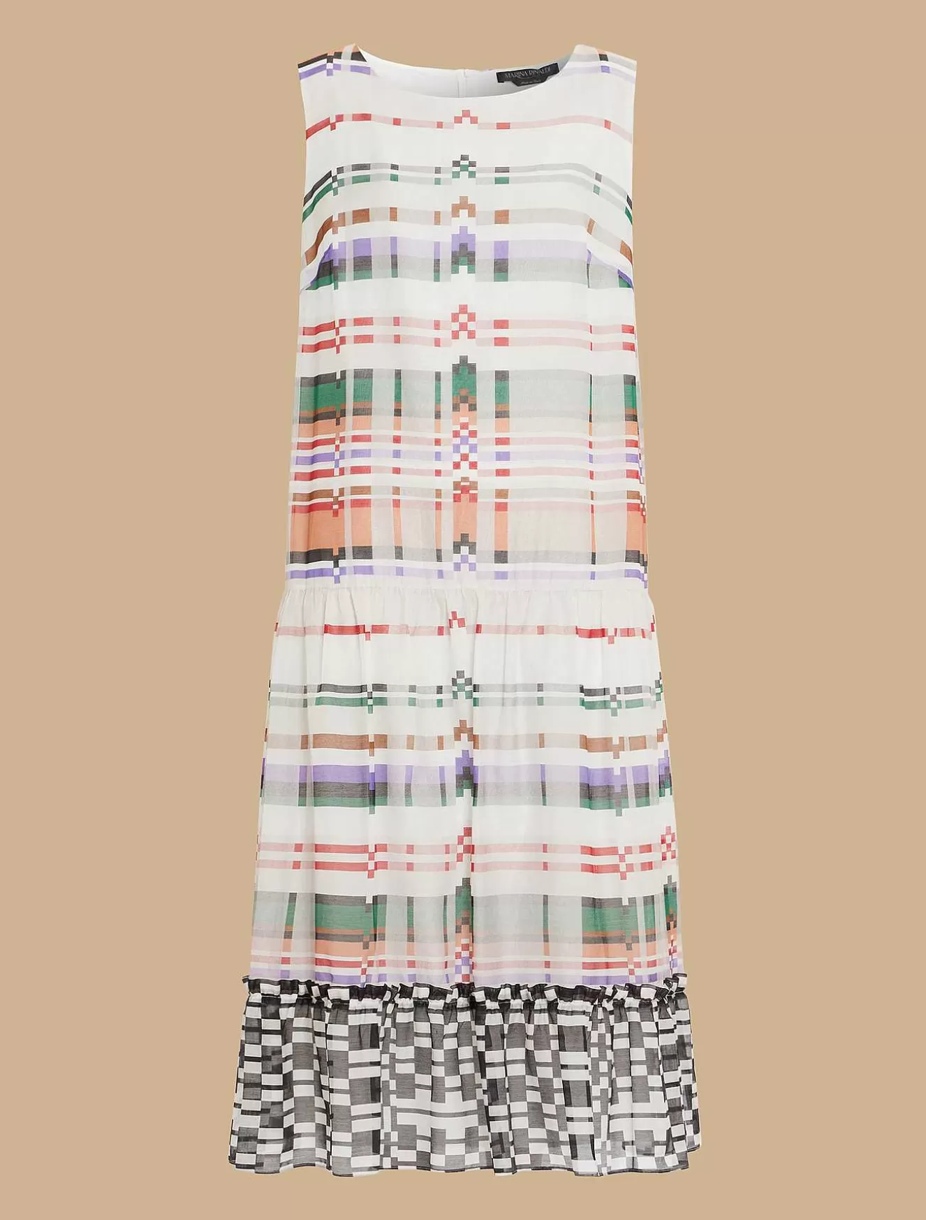 Flounced Voile Dress-Marina Rinaldi Fashion