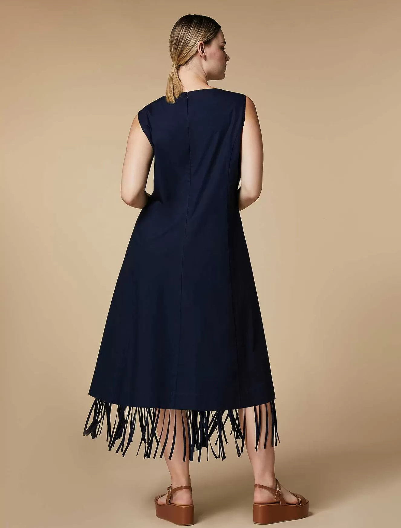 Fringed Poplin Dress-Marina Rinaldi New