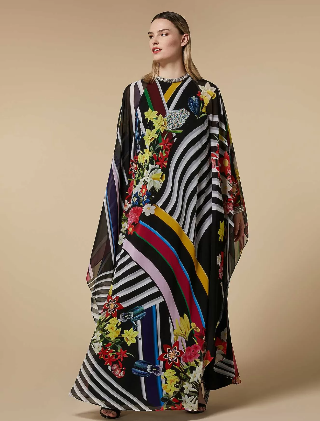 Georgette Caftan Dress-Marina Rinaldi Online