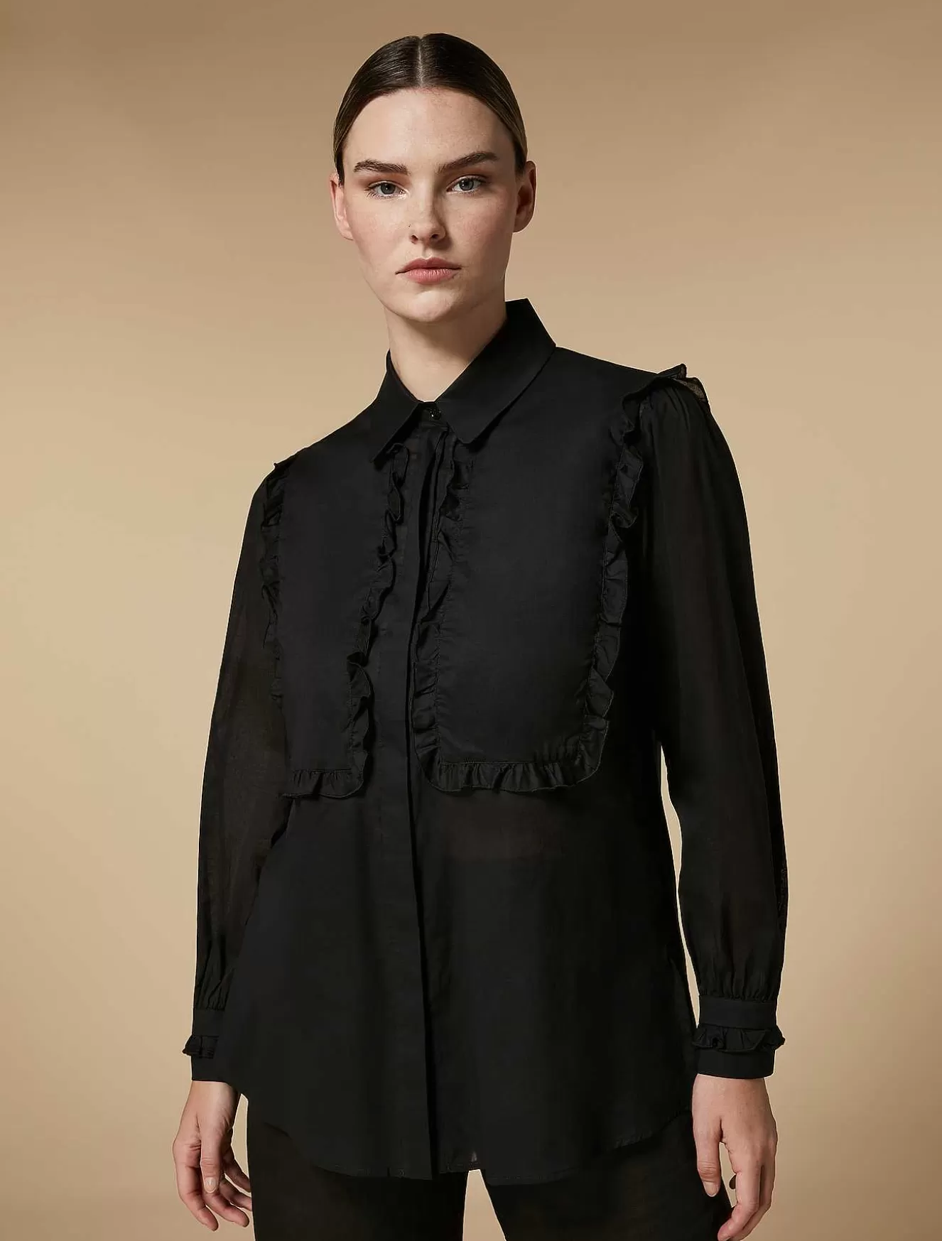 Inlay-Detail Voile Shirt-Marina Rinaldi Store