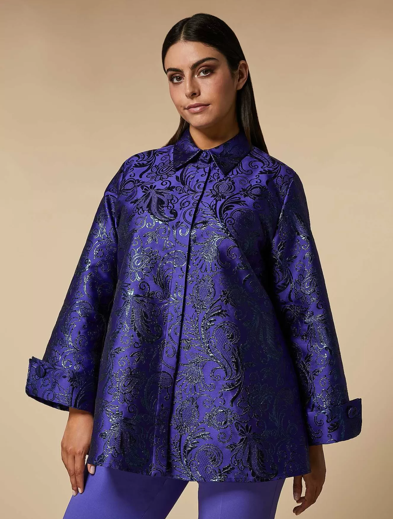 Jacquard Lame Shirt-Marina Rinaldi Best Sale