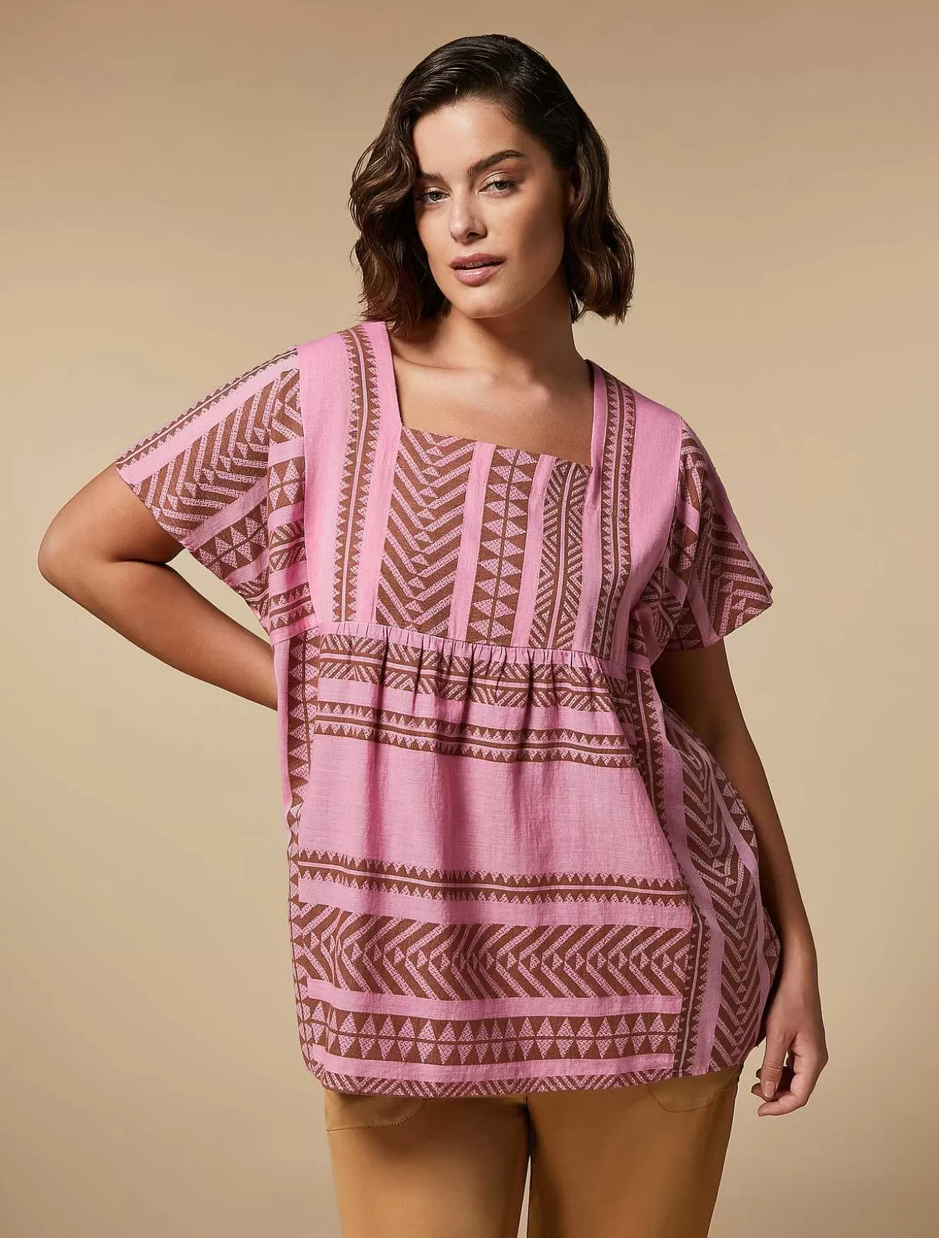 Jacquard Muslin Shirt-Marina Rinaldi Hot