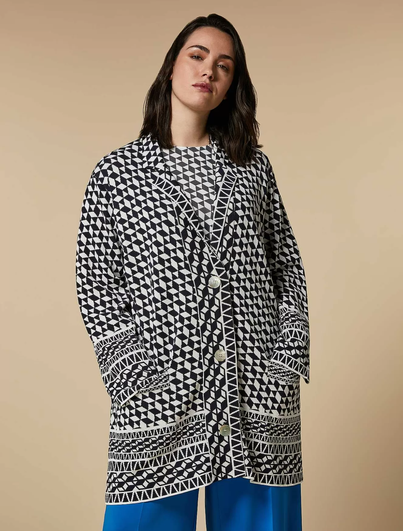 Jacquard-Knit Cardigan-Marina Rinaldi Cheap