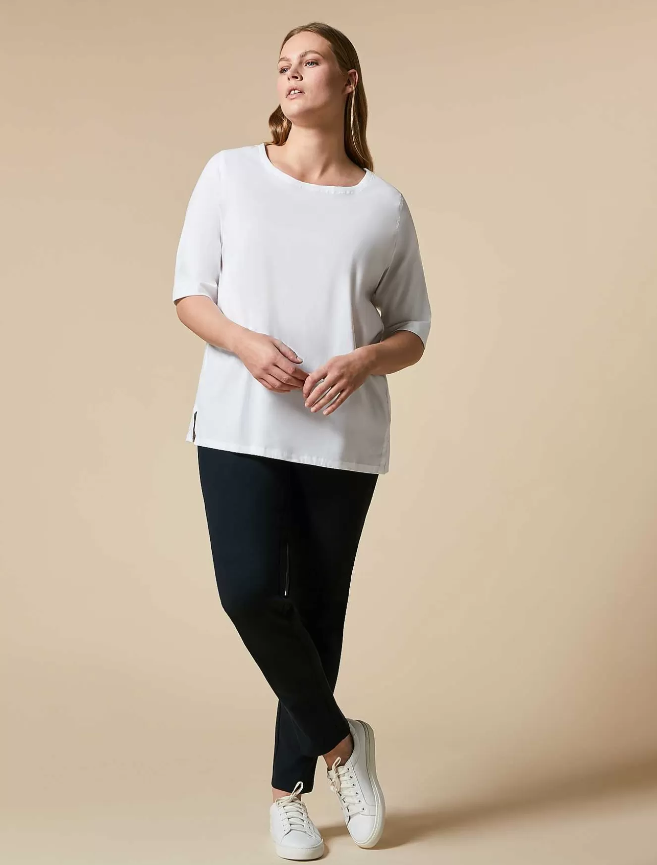 Jersey And Poplin T-Shirt-Marina Rinaldi Store