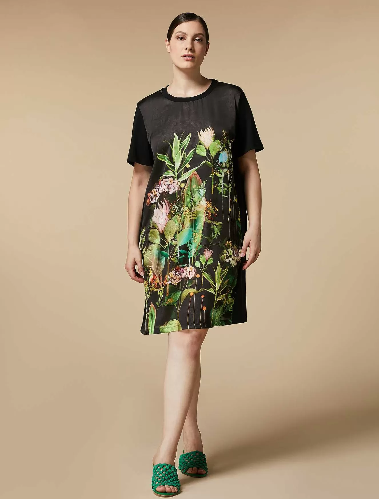 Jersey And Satin Dress-Marina Rinaldi Best Sale