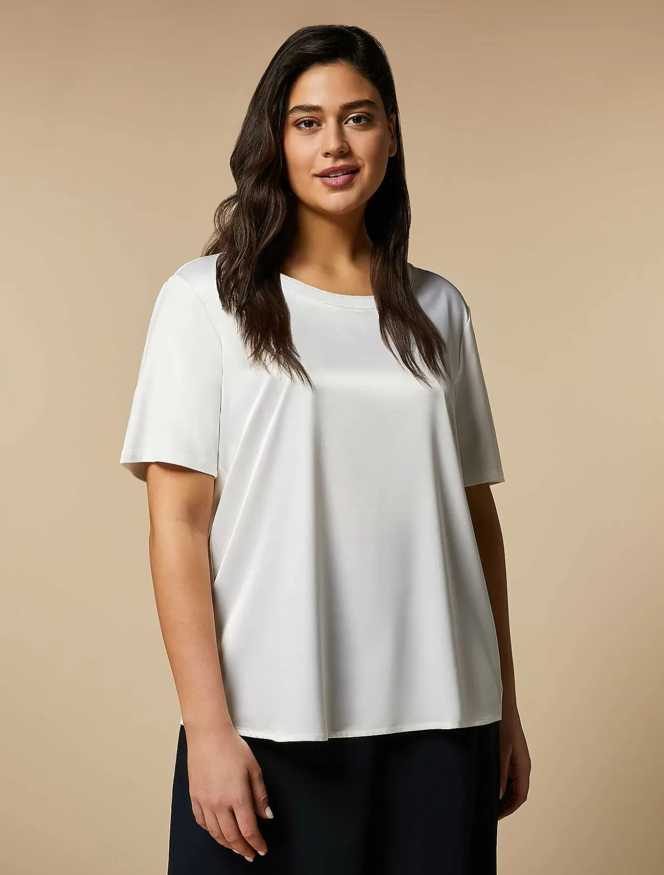 Jersey And Satin T-Shirt-Marina Rinaldi Store