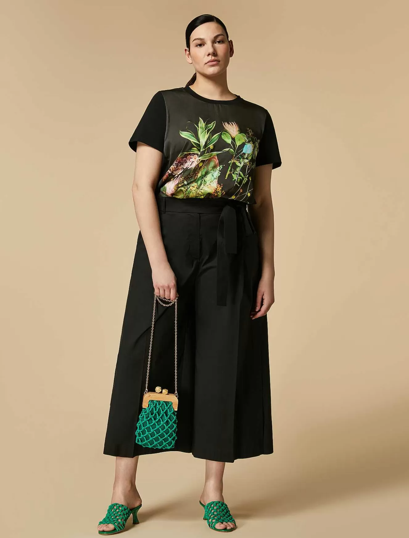 Jersey And Satin T-Shirt-Marina Rinaldi Sale