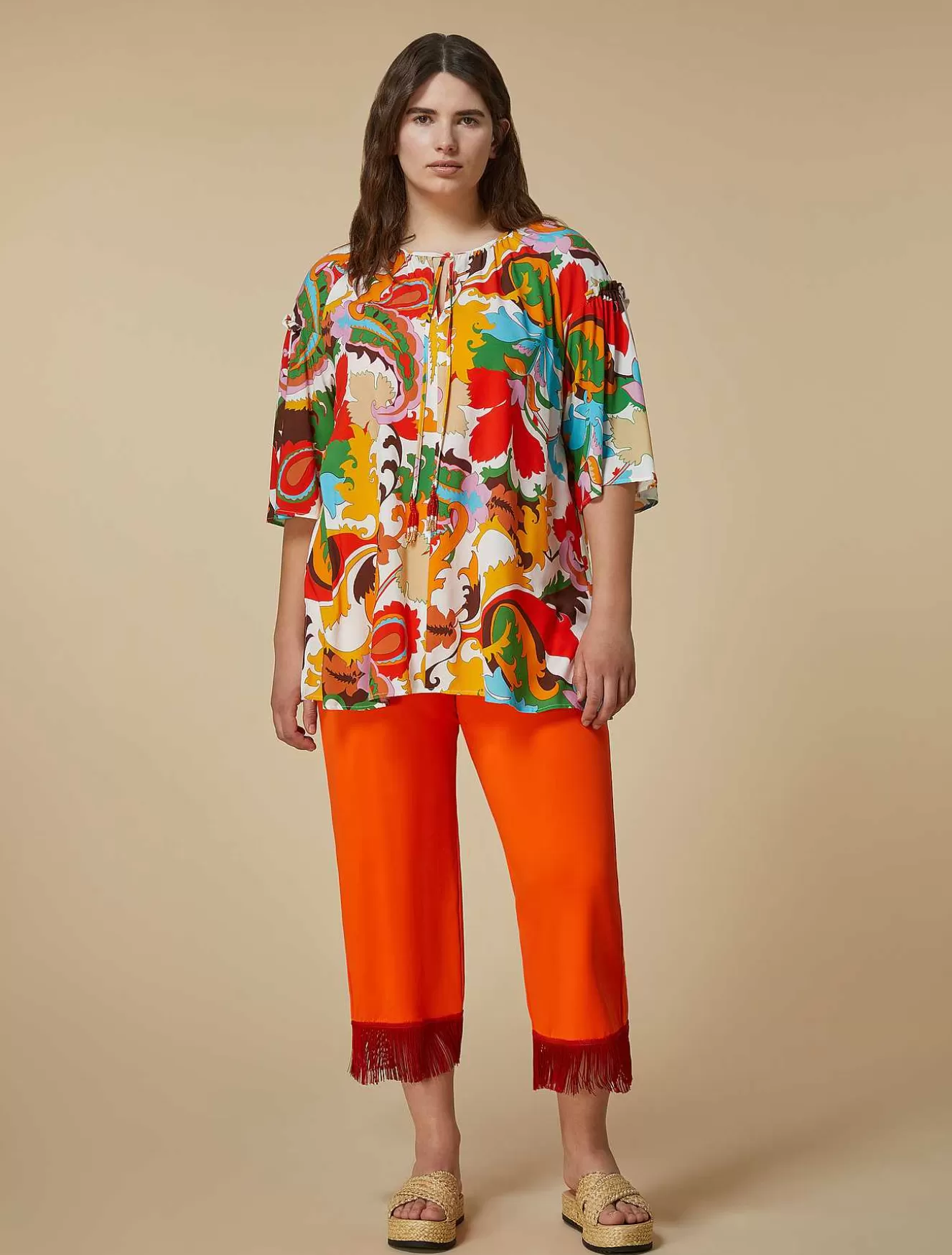 Jersey Trousers With Fringes-Marina Rinaldi Hot