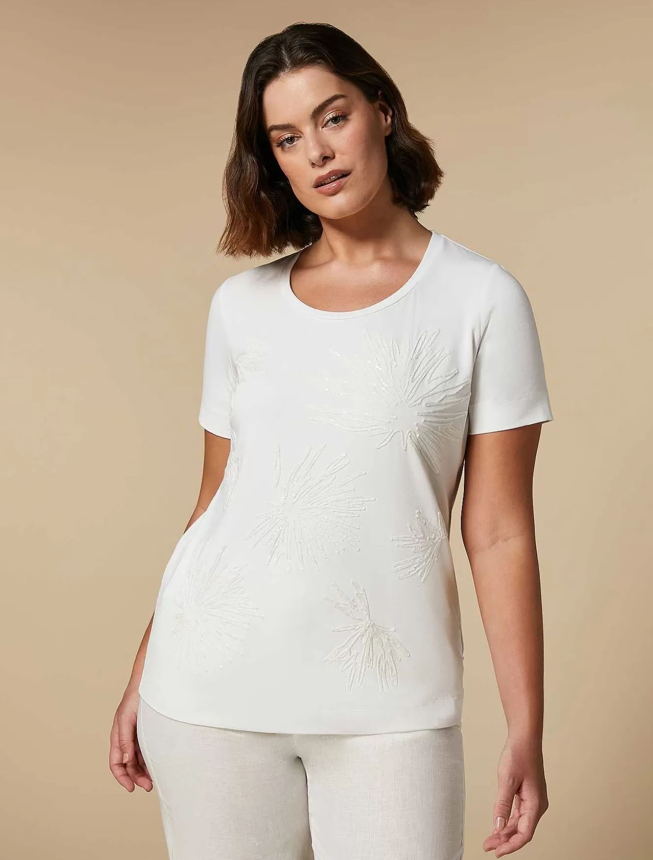Jersey T-Shirt With Sequins-Marina Rinaldi Best Sale