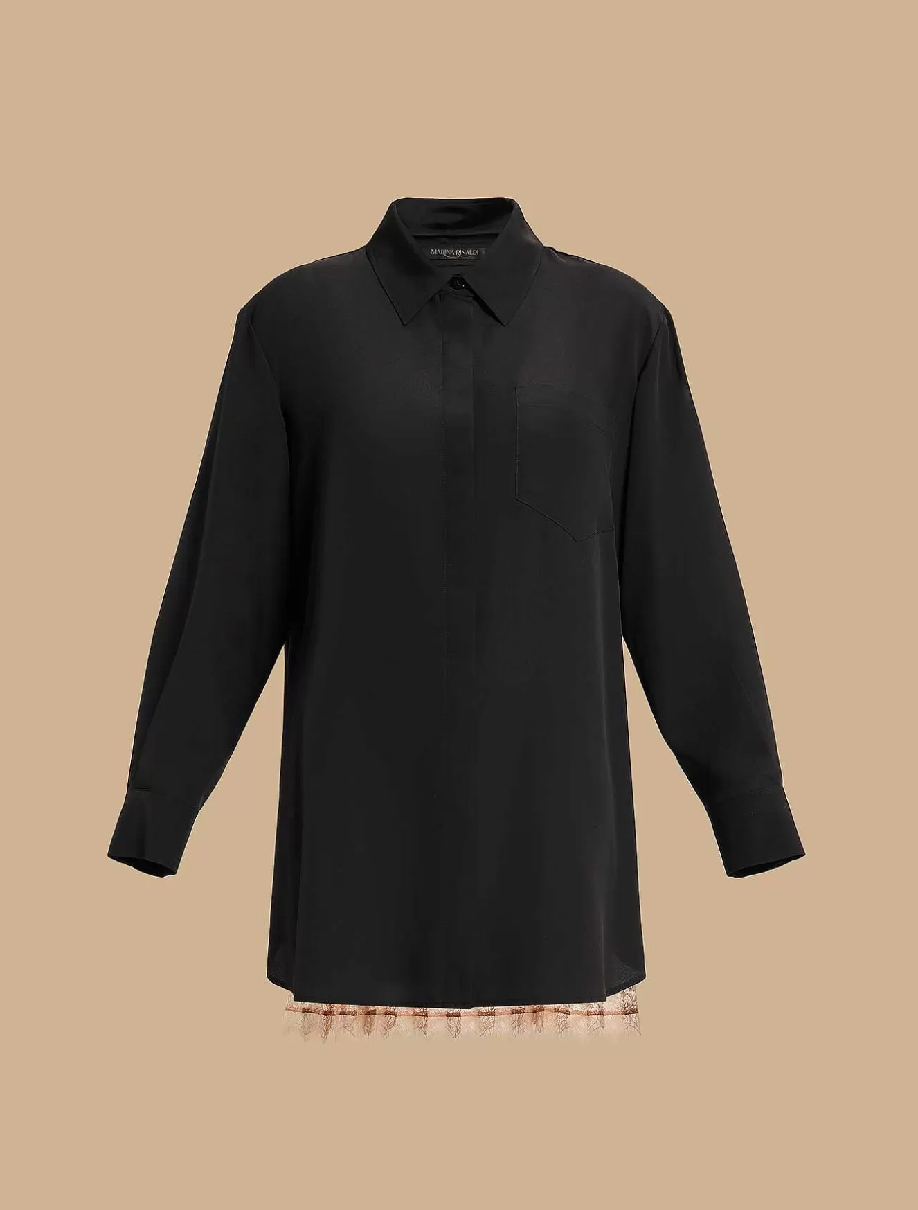 Lace-Adorned Crepe De Chine Tunic-Marina Rinaldi Shop