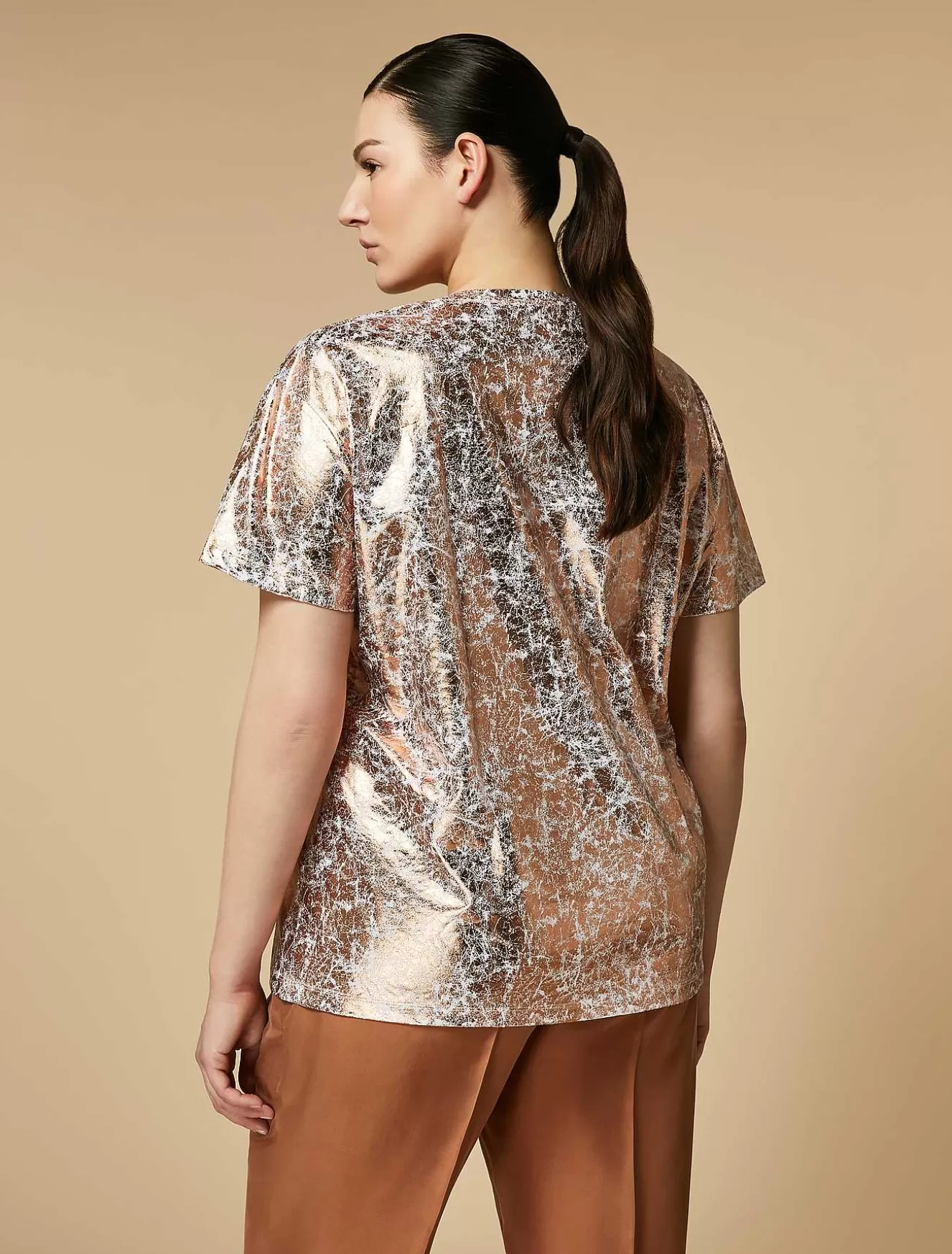 Laminated Jersey T-Shirt-Marina Rinaldi Discount