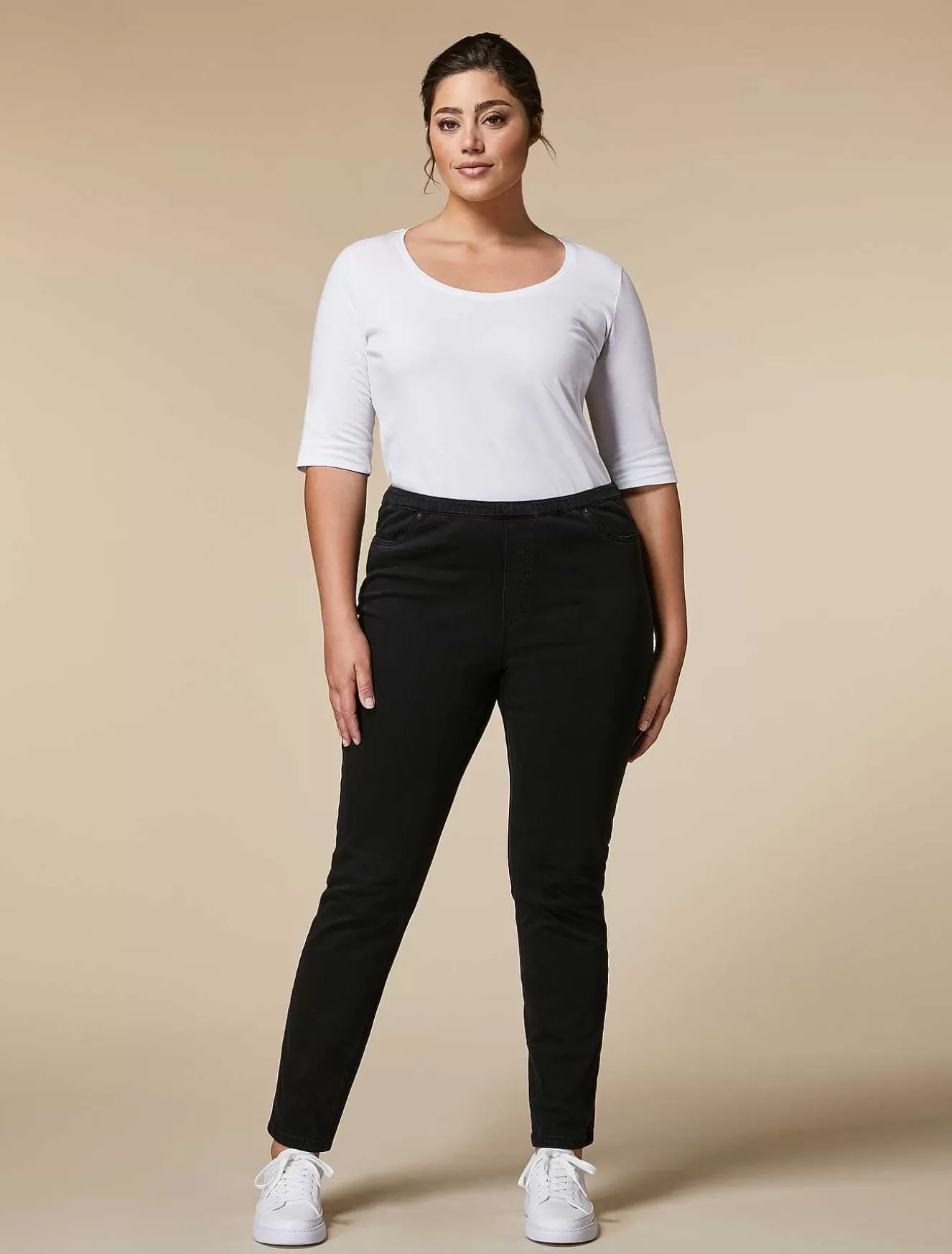 Leggings-Fit Jersey Denim Jeans-Marina Rinaldi Clearance