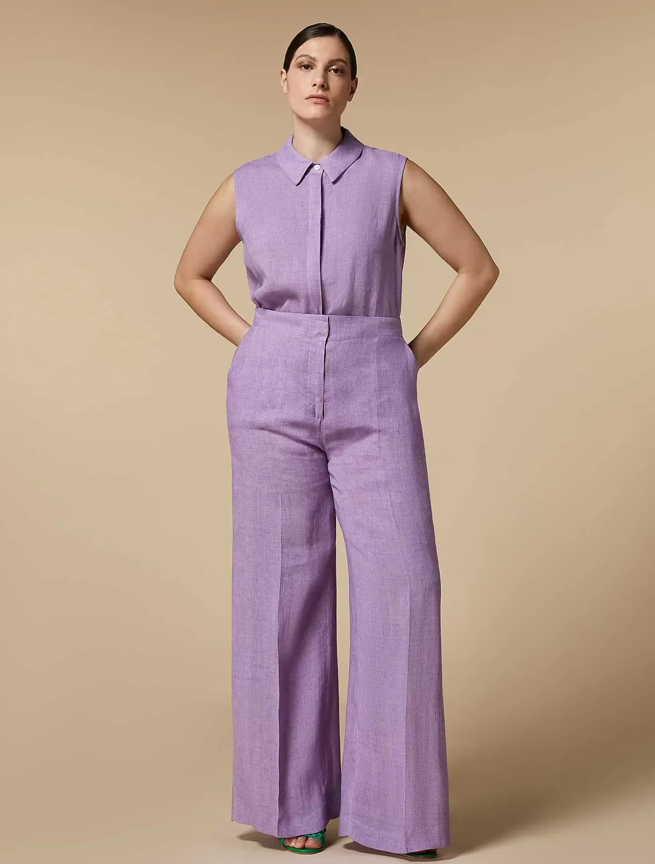 Lightweight Linen Trousers-Marina Rinaldi Shop