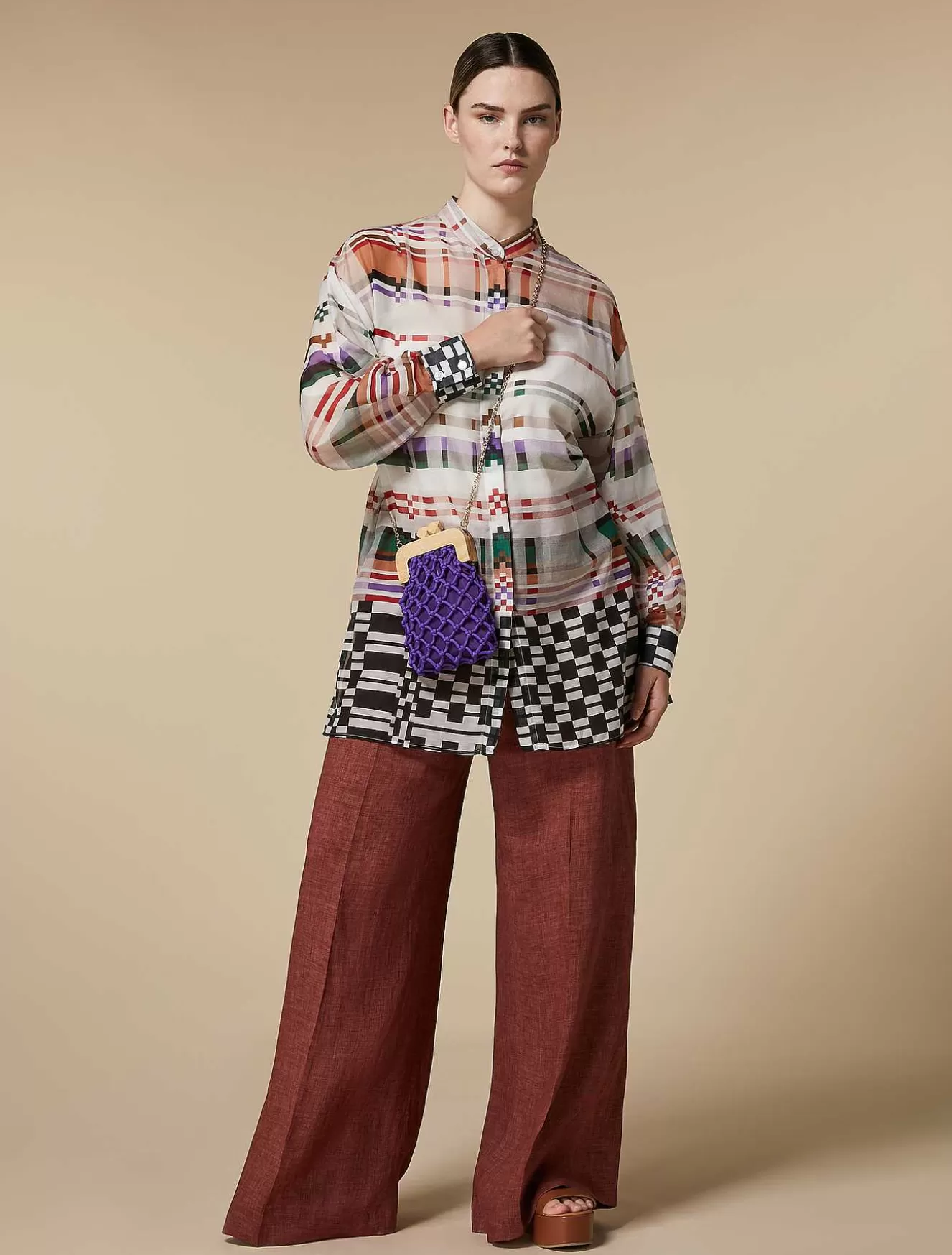 Lightweight Linen Trousers-Marina Rinaldi Outlet