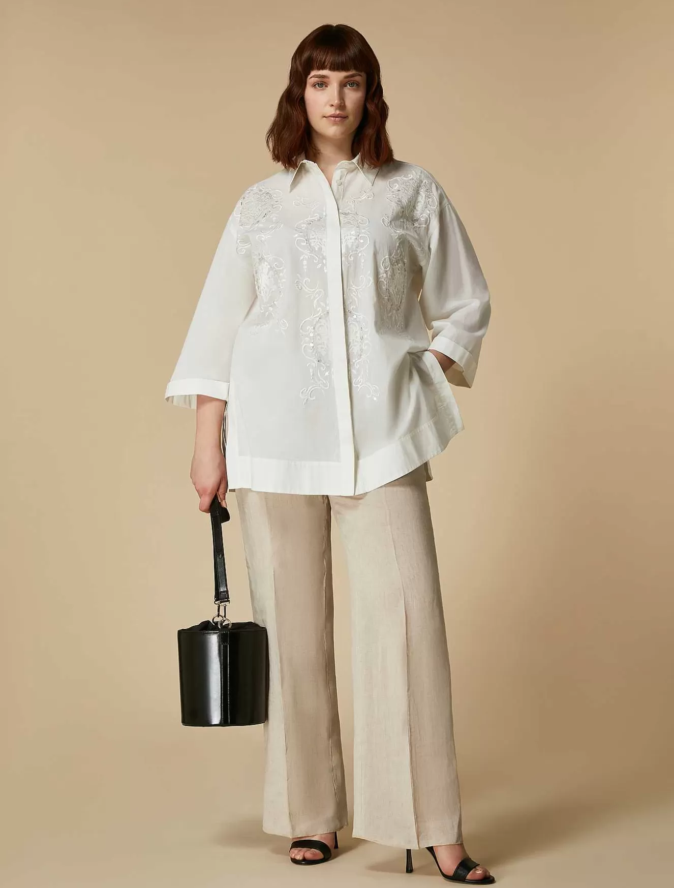 Lightweight Linen Trousers-Marina Rinaldi Flash Sale