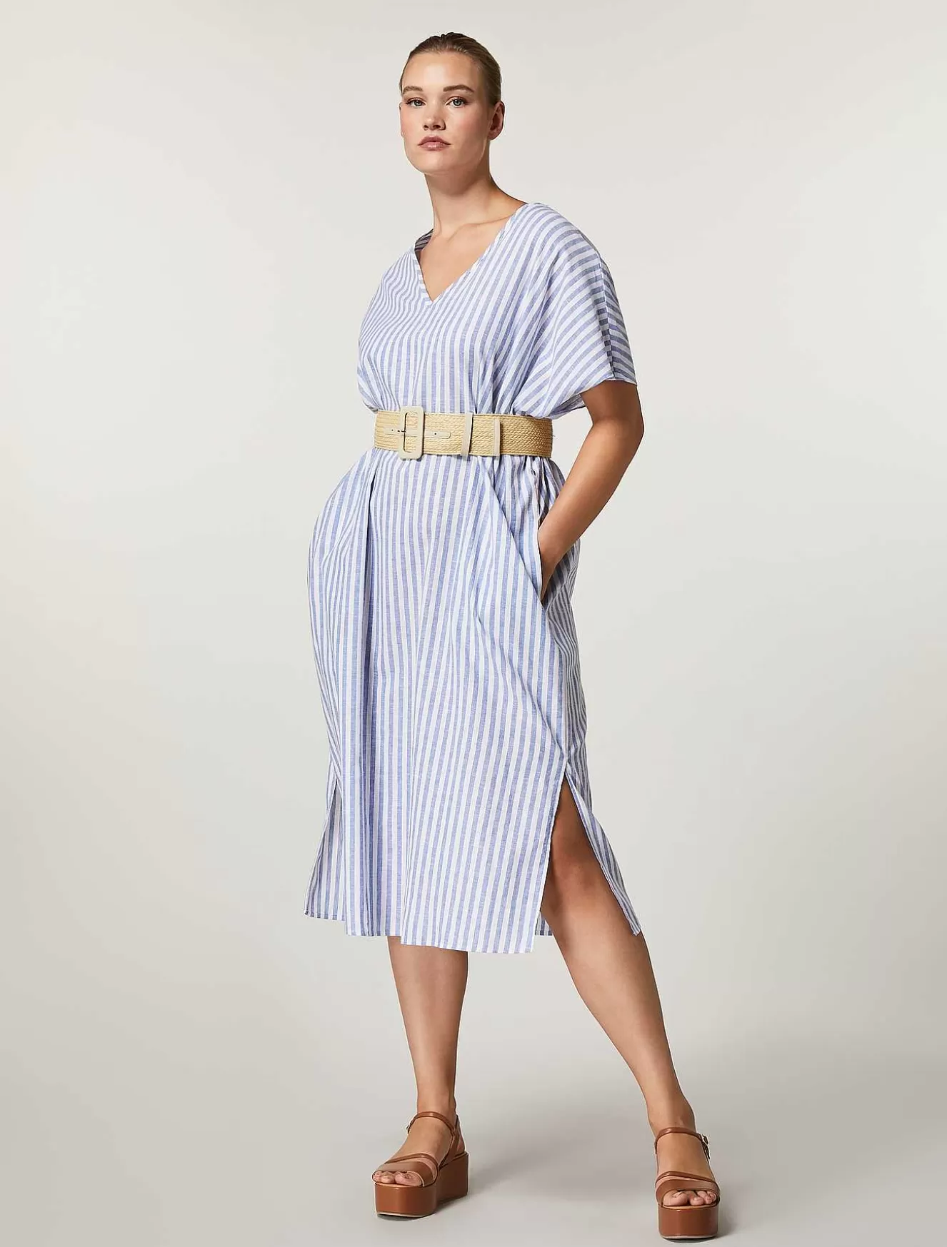 Linen And Cotton Canvas Dress-Marina Rinaldi Discount