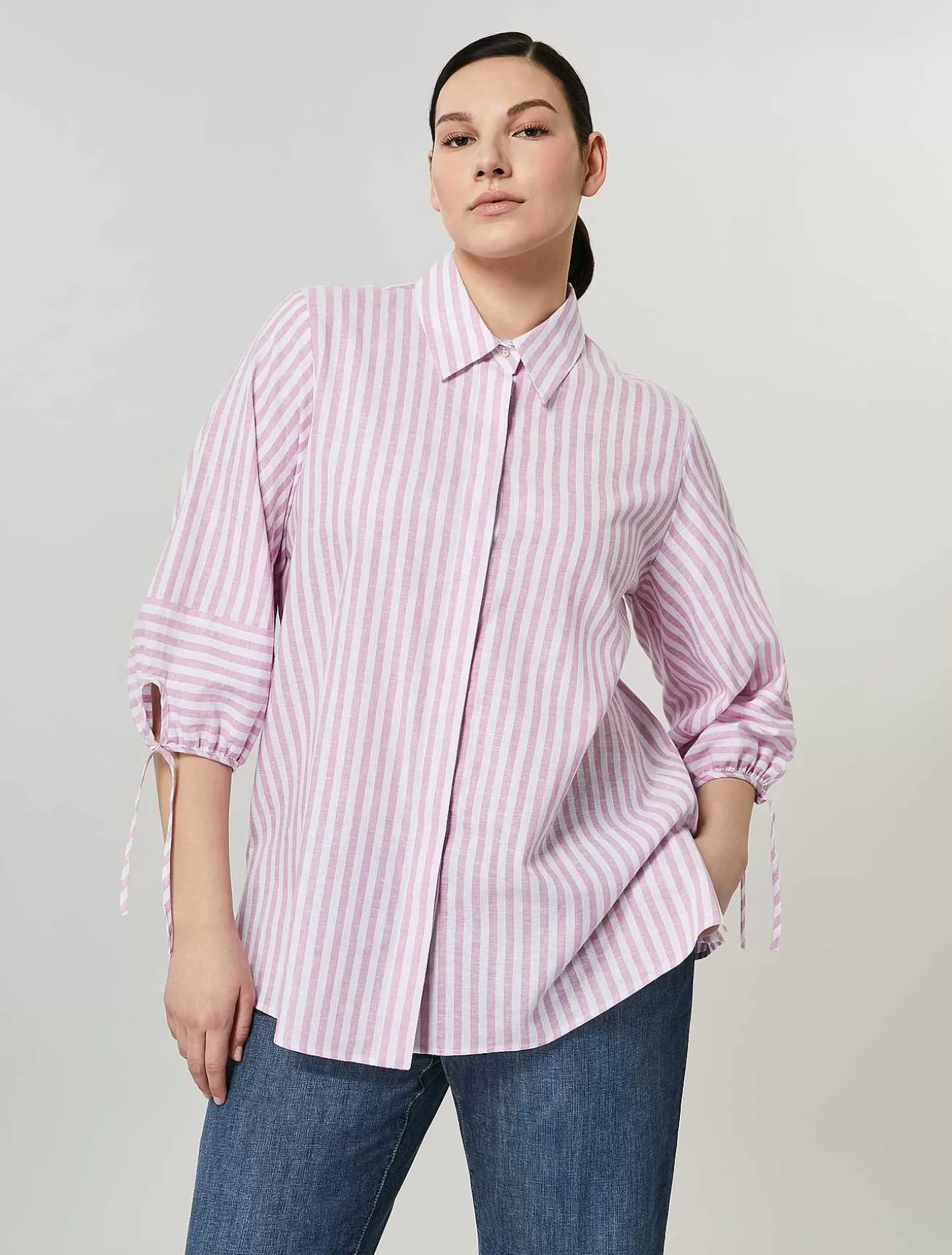 Linen And Cotton Canvas Shirt-Marina Rinaldi Clearance