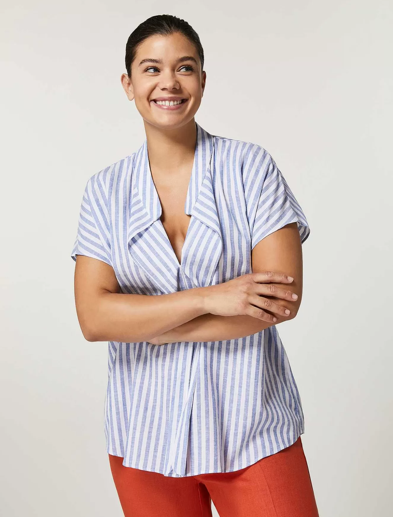 Linen And Cotton Canvas Shirt-Marina Rinaldi Best Sale