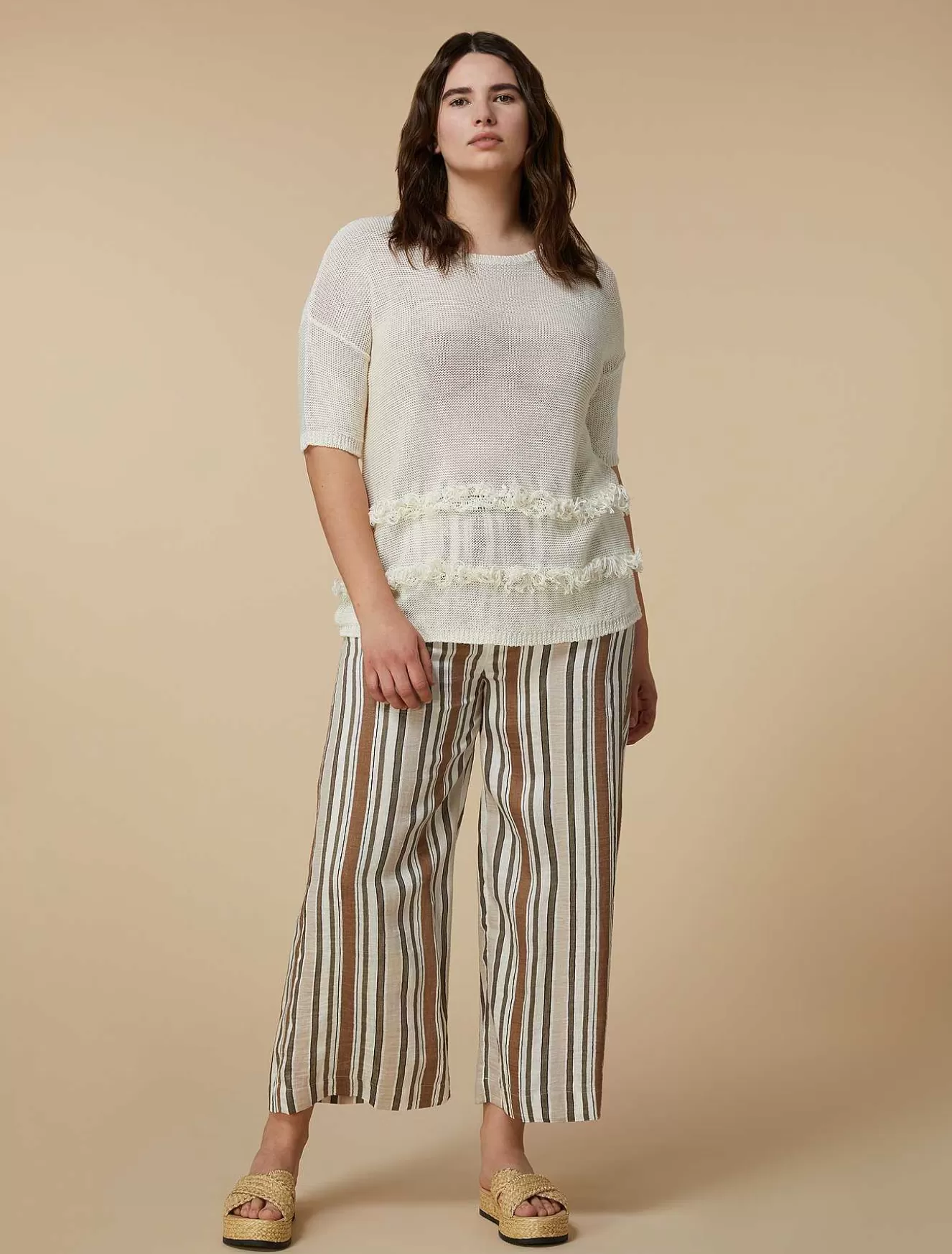Linen And Nylon Trousers-Marina Rinaldi Outlet
