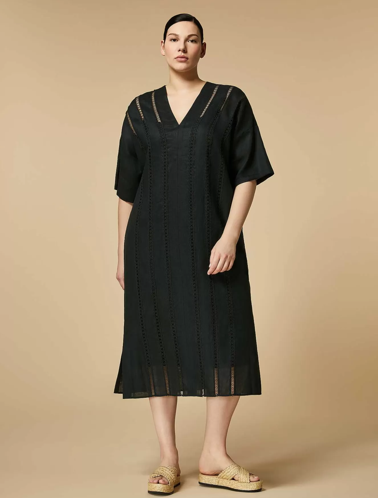 Linen Canvas Dress-Marina Rinaldi Best
