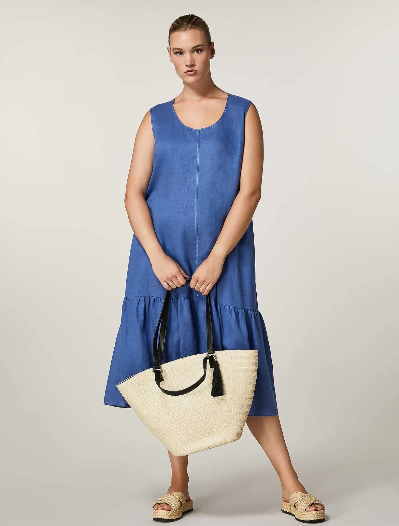 Linen Canvas Dress-Marina Rinaldi Shop