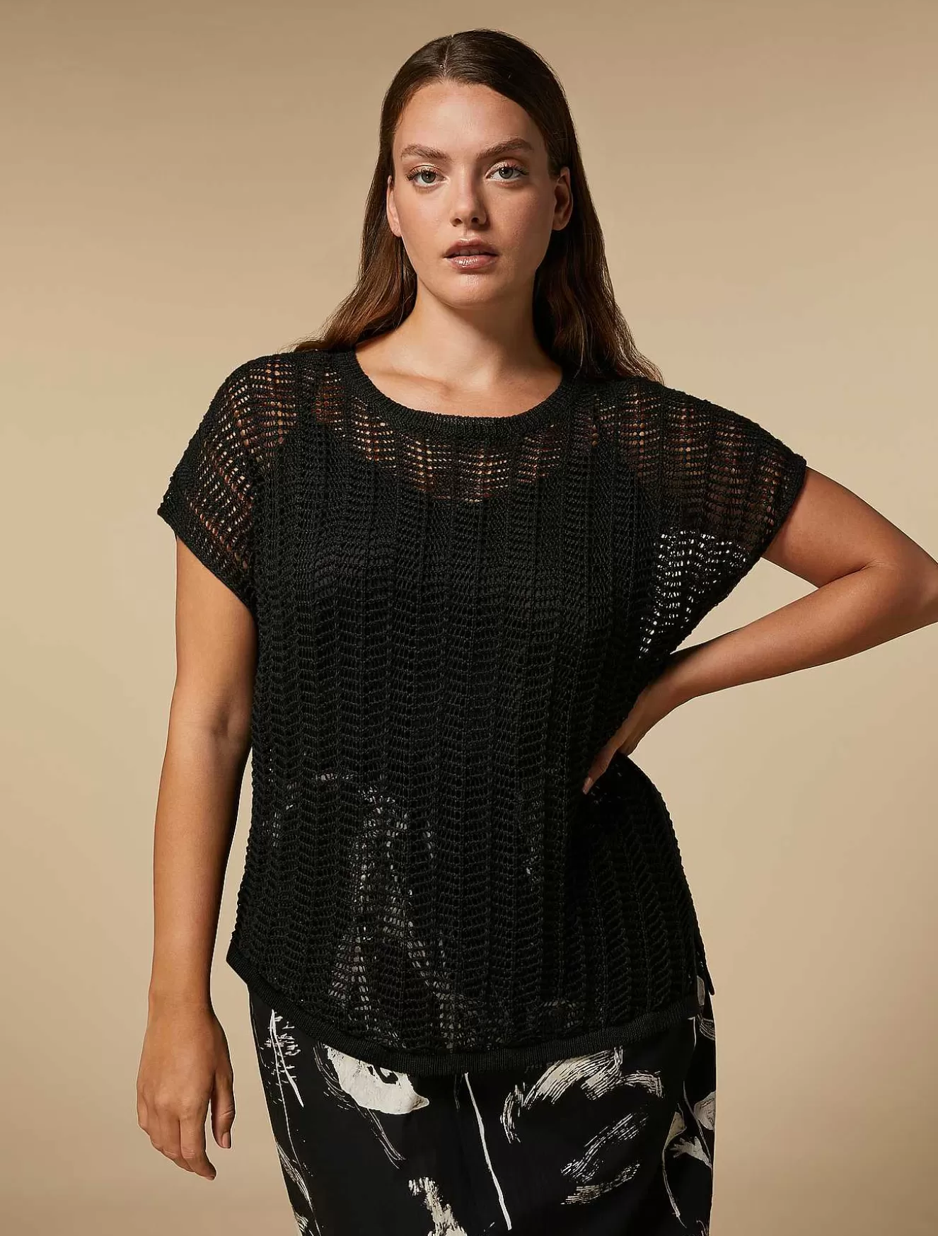 Linen Cordonnet Sweater-Marina Rinaldi Fashion