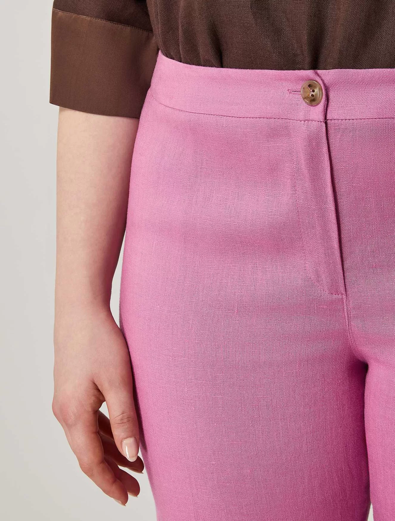 Linen Fabric Trousers-Marina Rinaldi Online