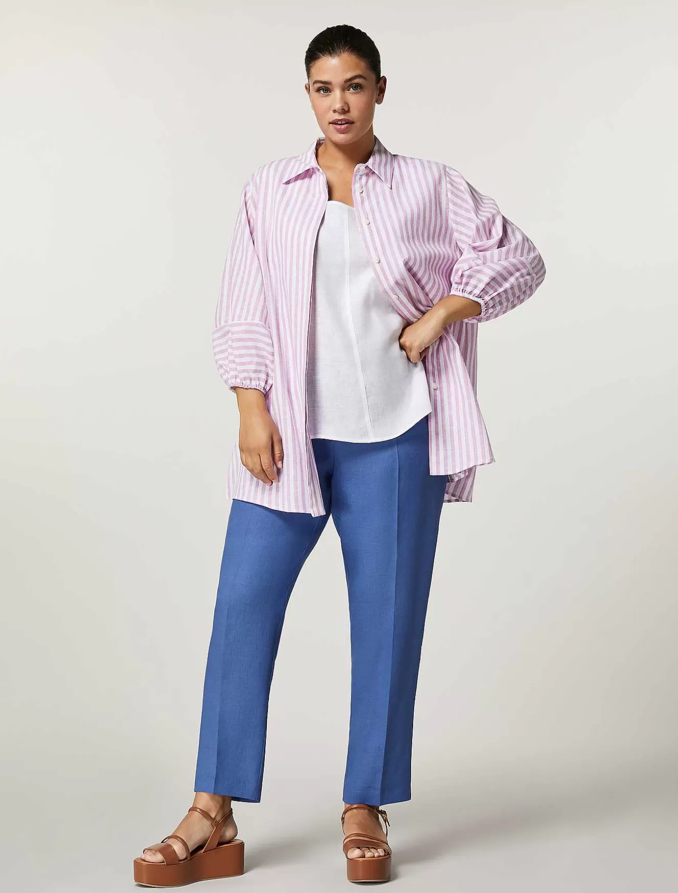 Linen Fabric Trousers-Marina Rinaldi Fashion