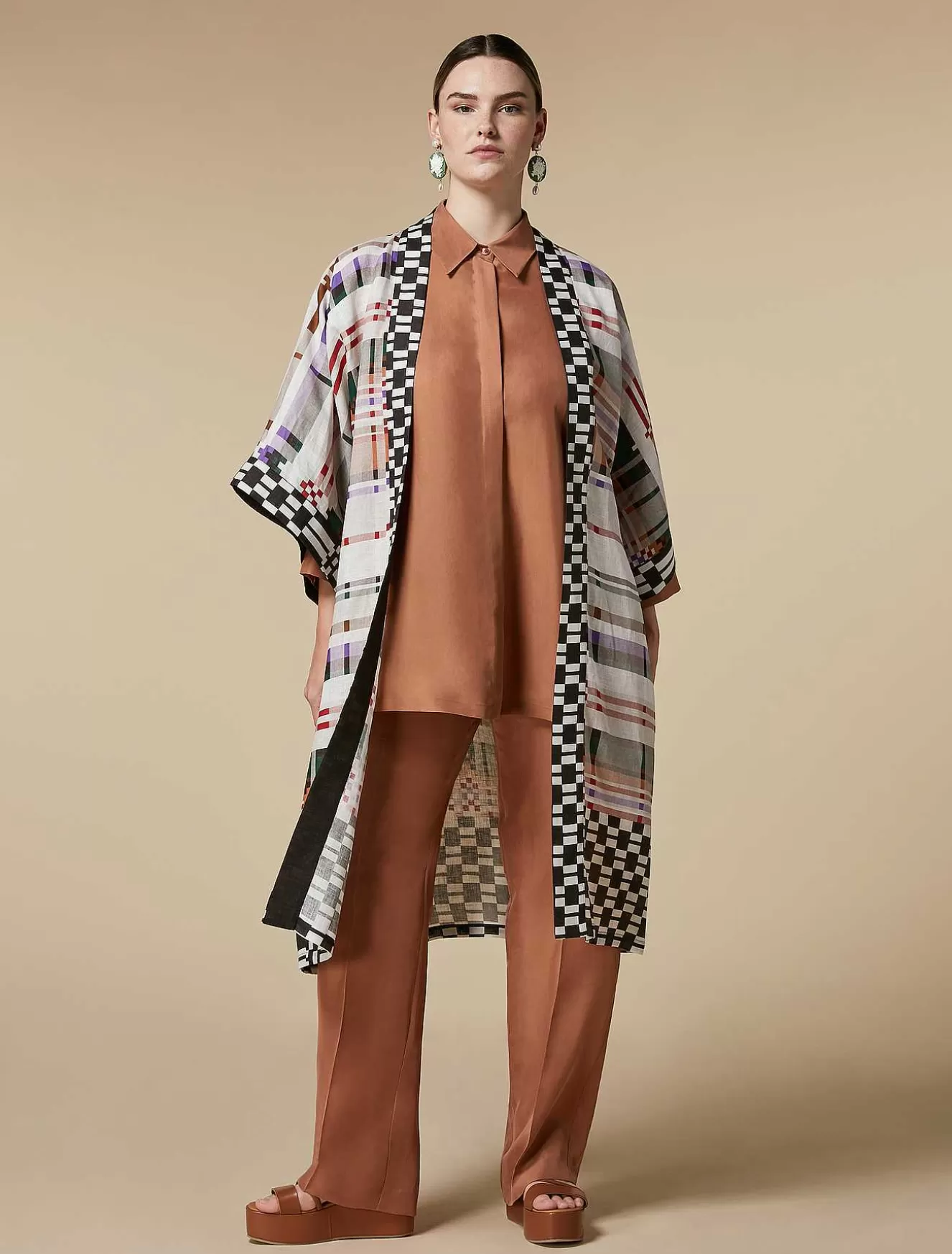 Linen Kimono-Style Tunic-Marina Rinaldi Flash Sale