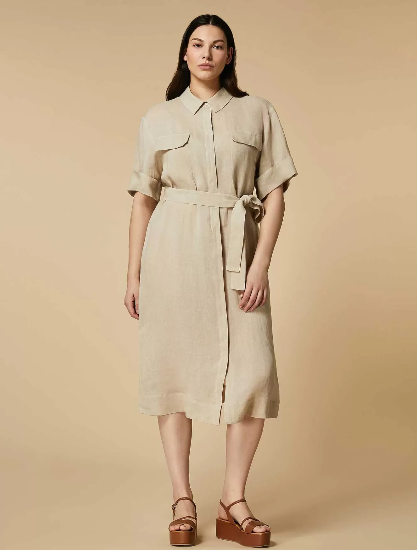 Linen Shirt Dress-Marina Rinaldi Clearance