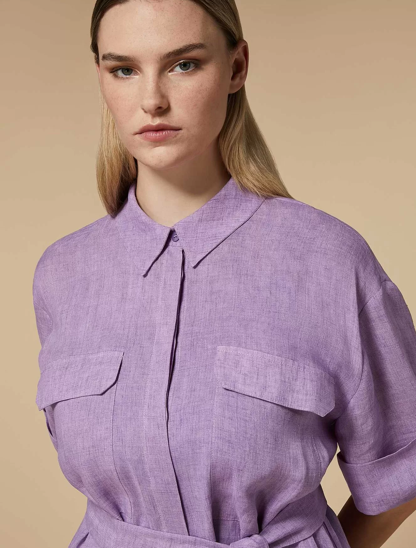 Linen Shirt Dress-Marina Rinaldi Online