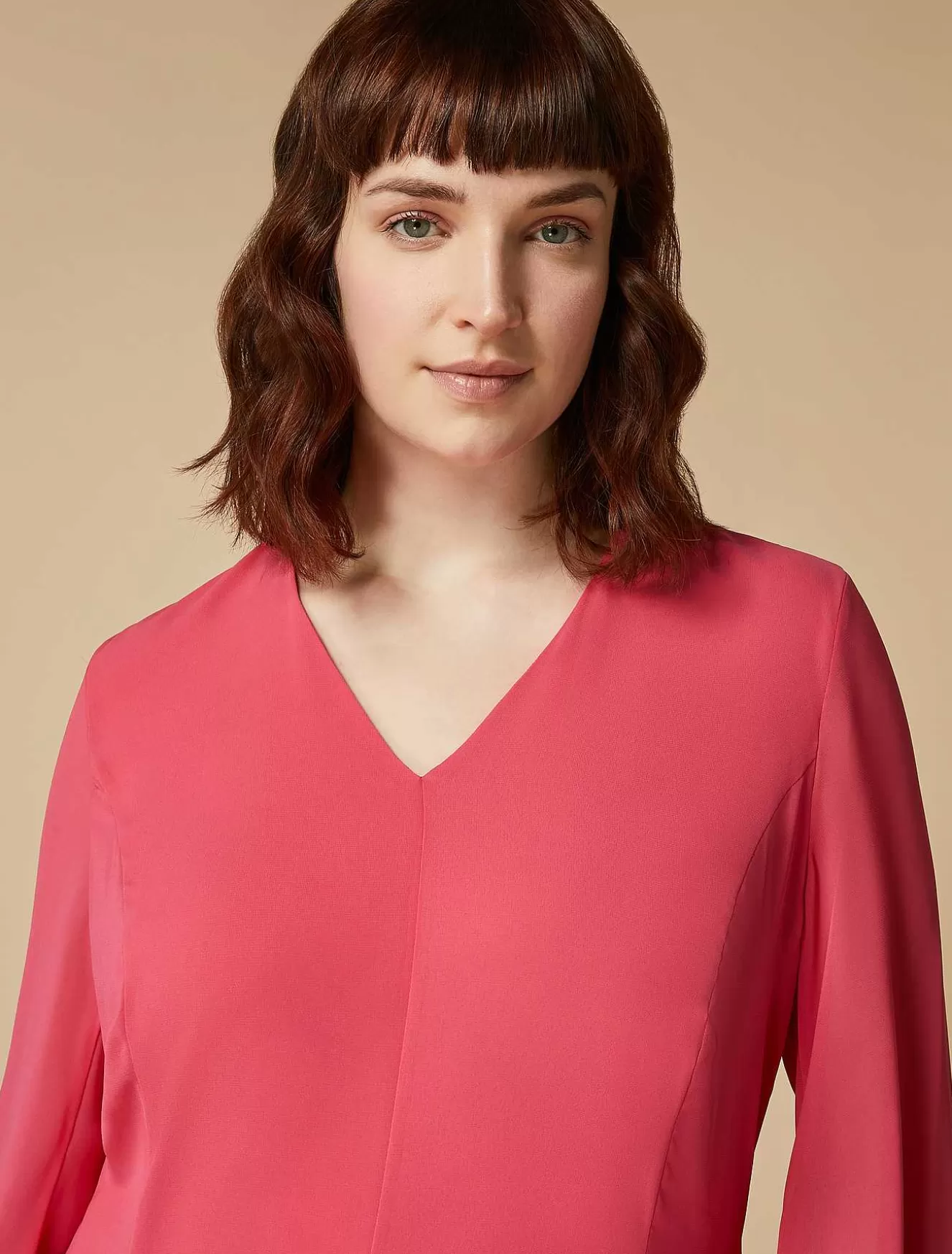 Long Crepe Georgette Dress-Marina Rinaldi Store
